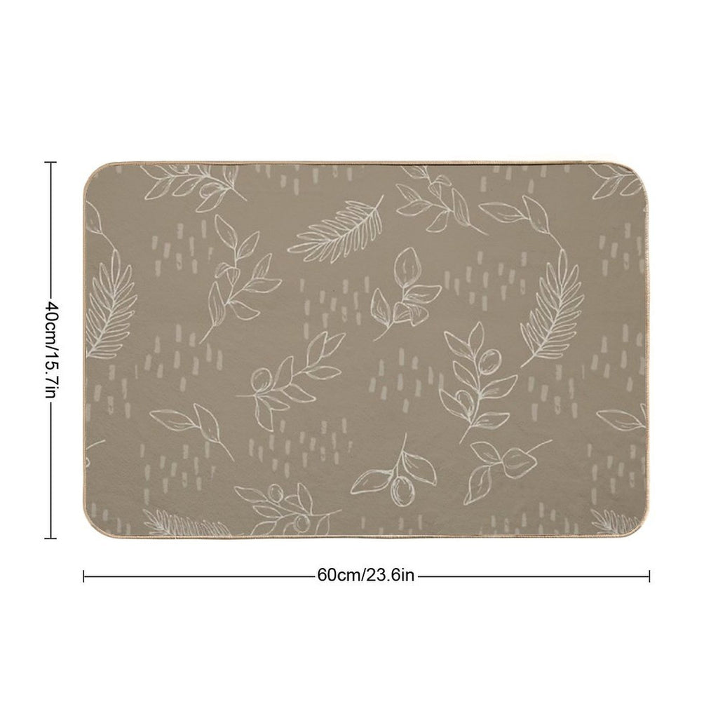 Beige Botanical Line Art  Multi-Purpose Bath Mat