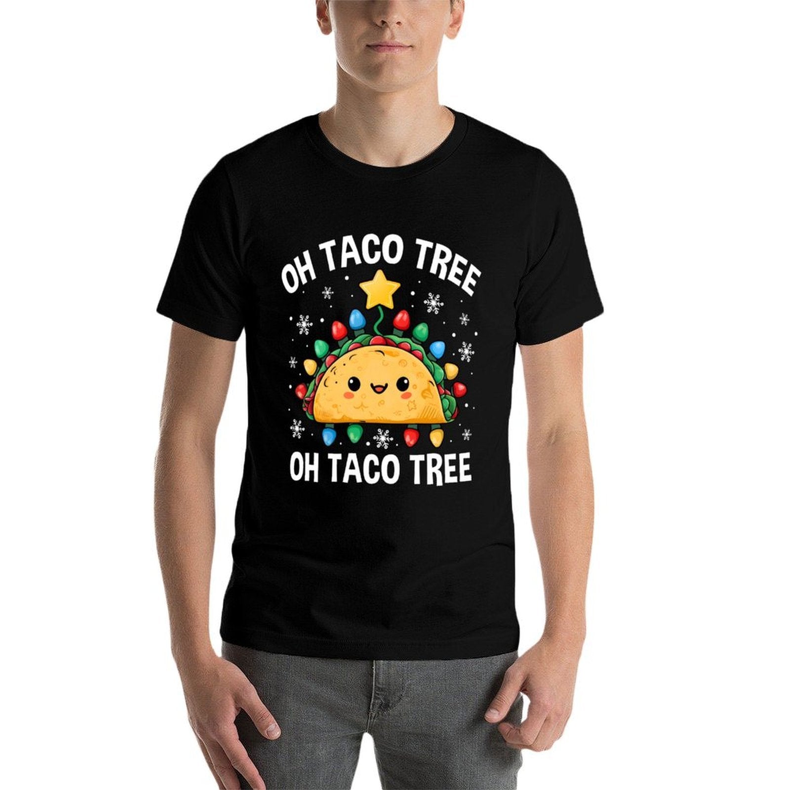 Christmas Oh Taco Tree Xmas Mexican Food Men Women Boys Kids  Summer-ready Fabric T-Shirt