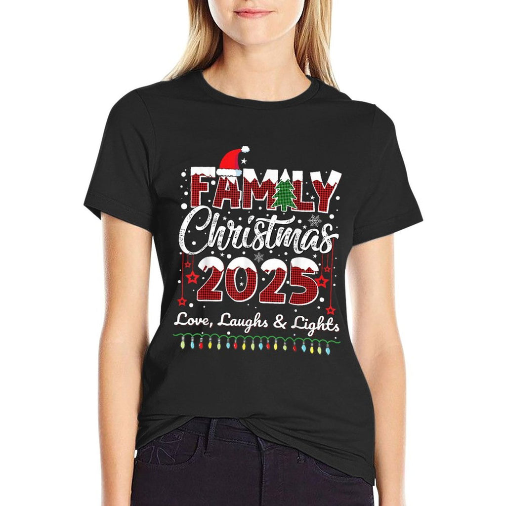 Family Christmas 2025 Love, Laughs And Lights Holiday Xmas  Lightweight T-Shirt