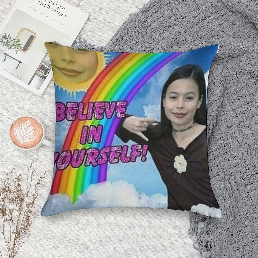Believe in Uself! Soft Durable Construction Throw Pillow