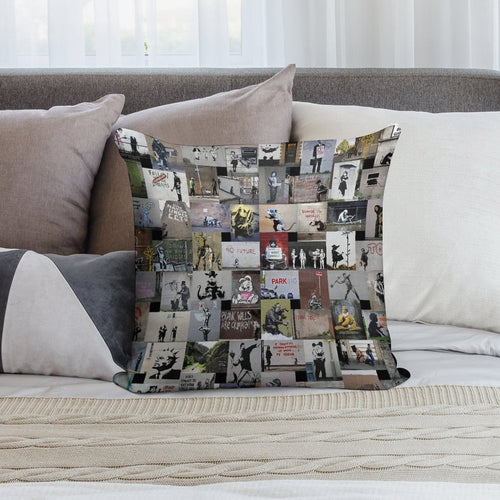 Banksy Soft Washable Throw Pillow