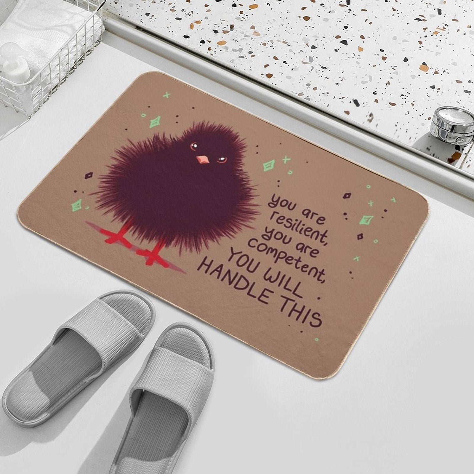 YOU WILL HANDLE THIS Baby Crow Fuzzbutt  High-Traffic Bath Mat