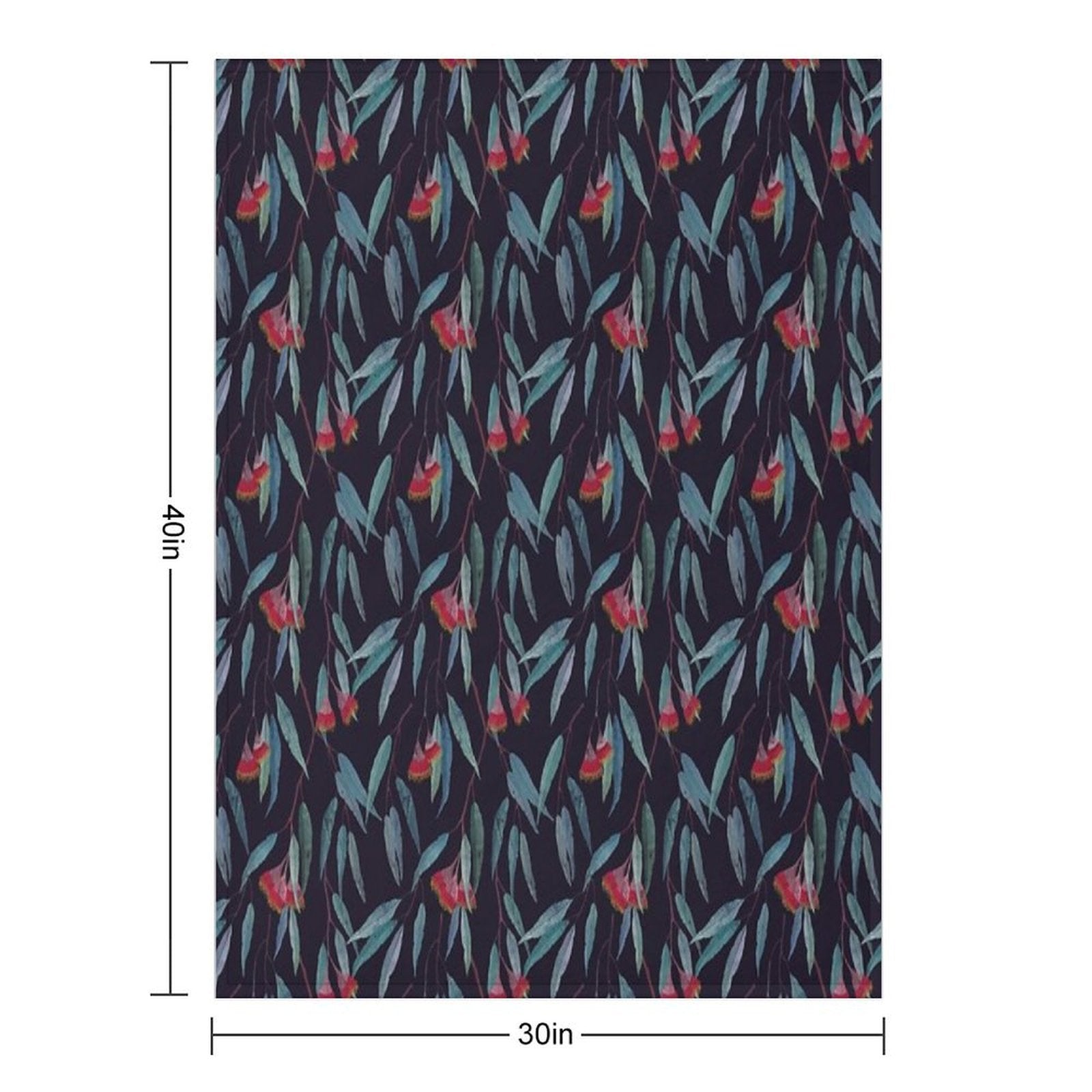 Eucalyptus Leaves And Flowers on Dark Shrink-resistant Throw Blanket