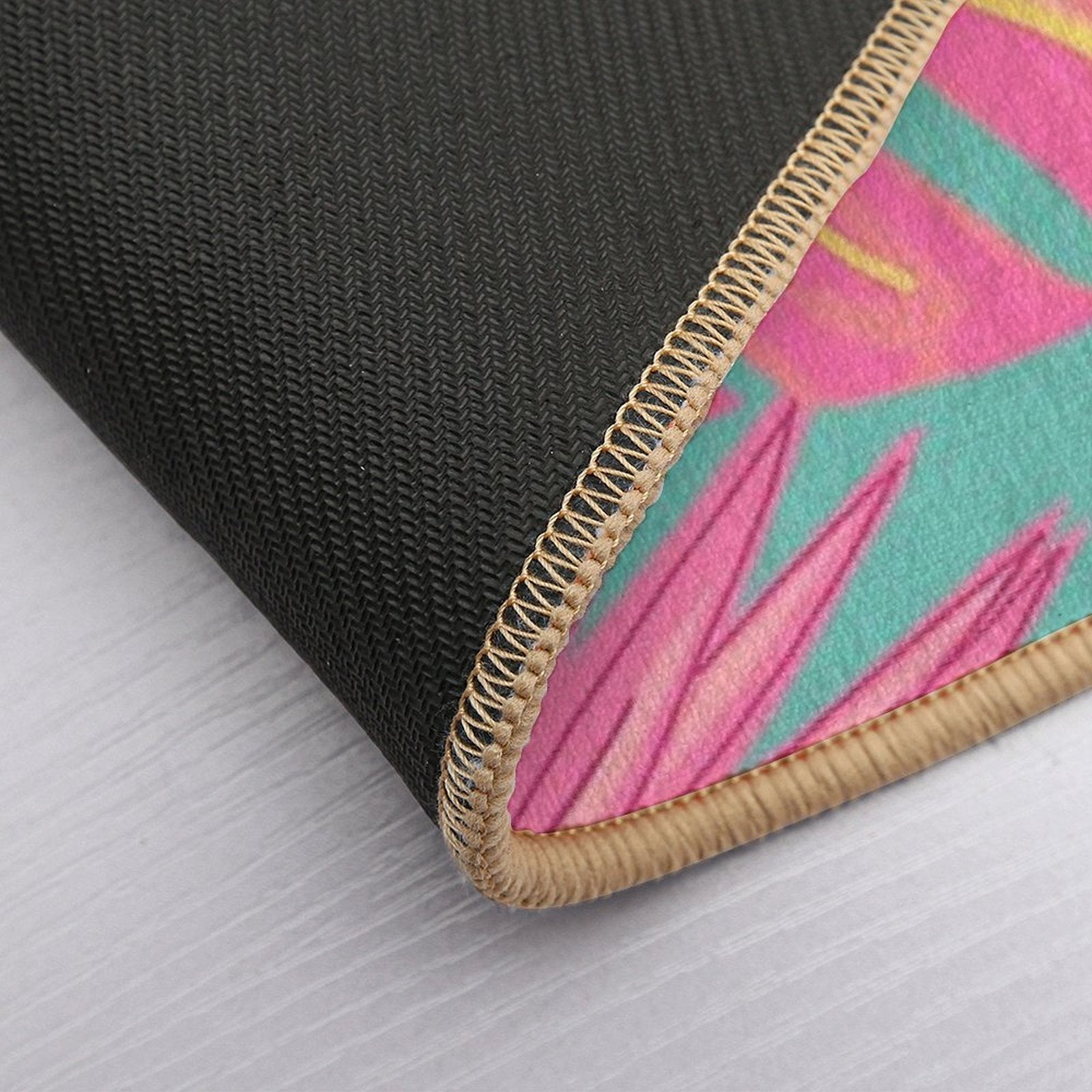 Tropical Leaves in Pink And Turquoise  High-Traffic Bath Mat
