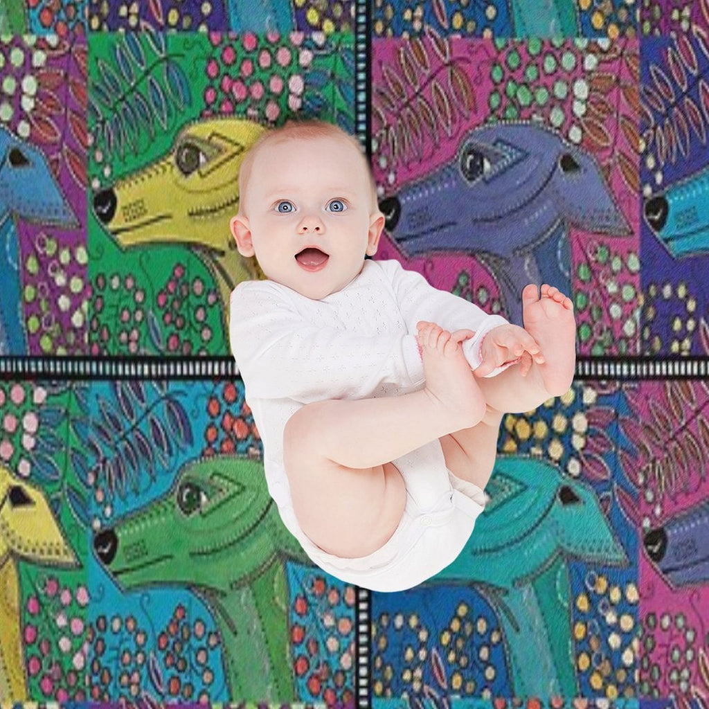 FUNKY WHIPPET PATCHWORK Multi-functional Throw Blanket