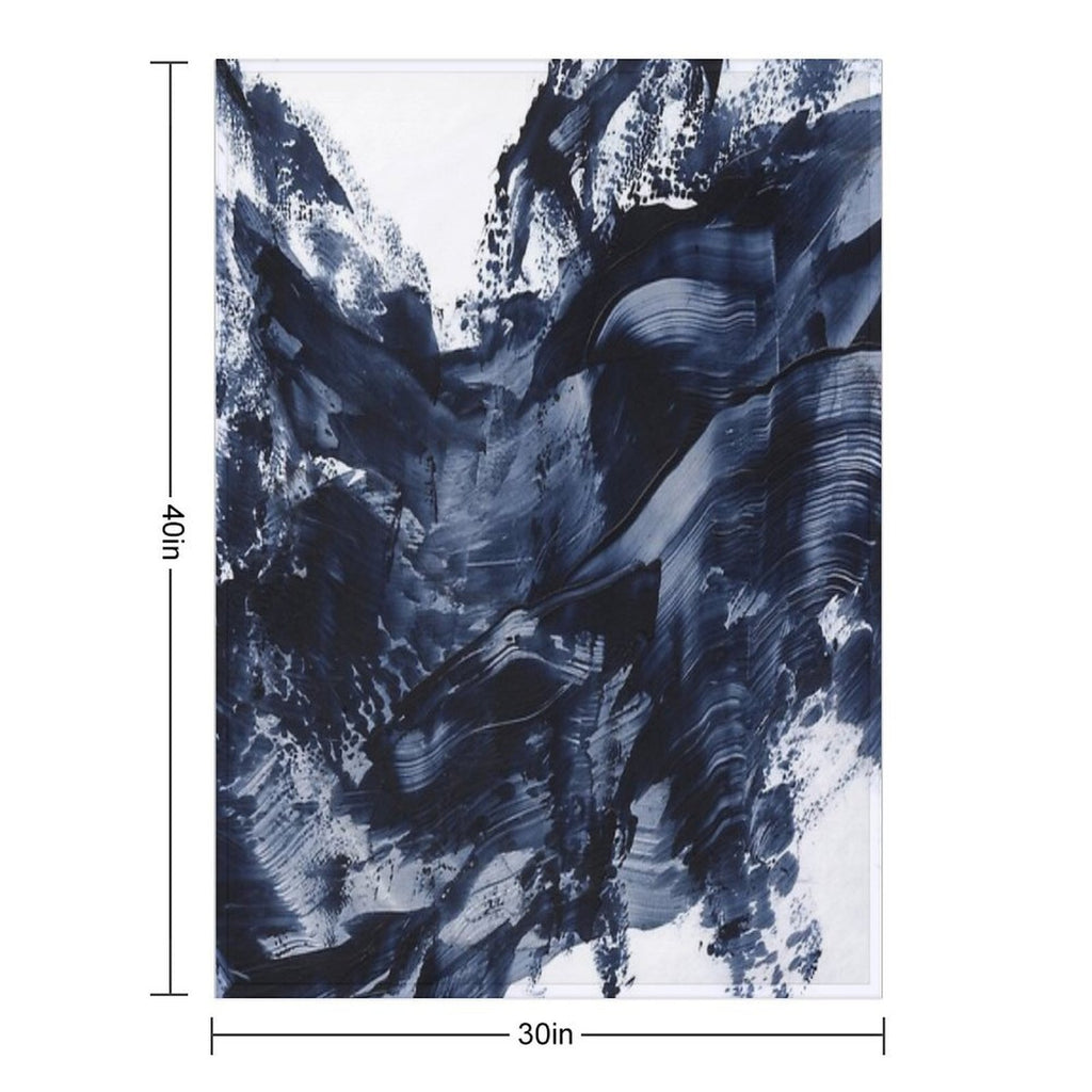 Dark Navy Gray Acrylic Abstract Painting Compact Throw Blanket