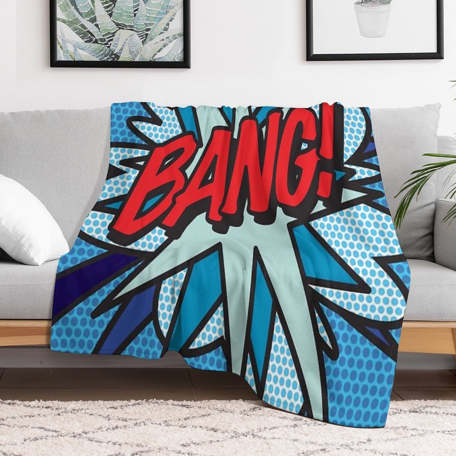 BANG Comic Book Pop Art Modern Fun Graphic Sustainable Throw Blanket