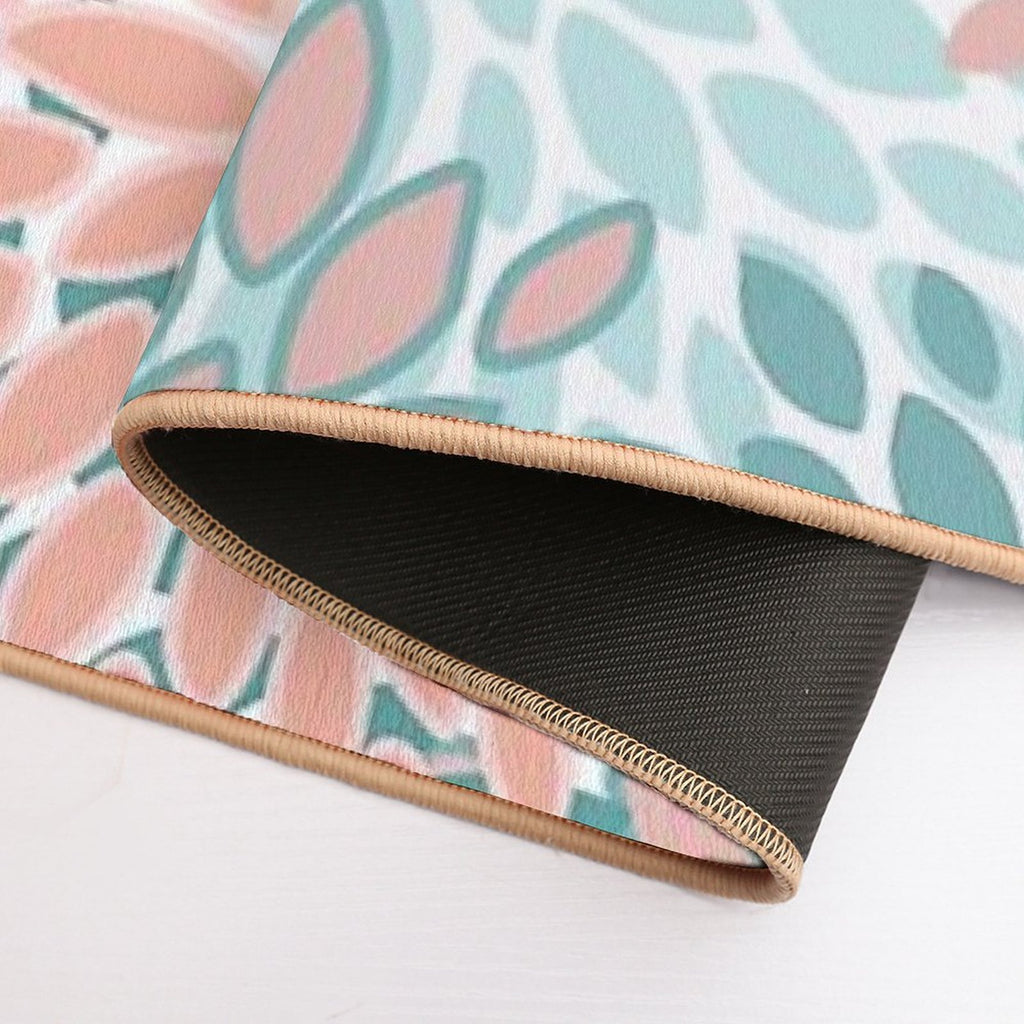 Floral Prints, Coral And Teal, Abstract Art  Odorless Bath Mat