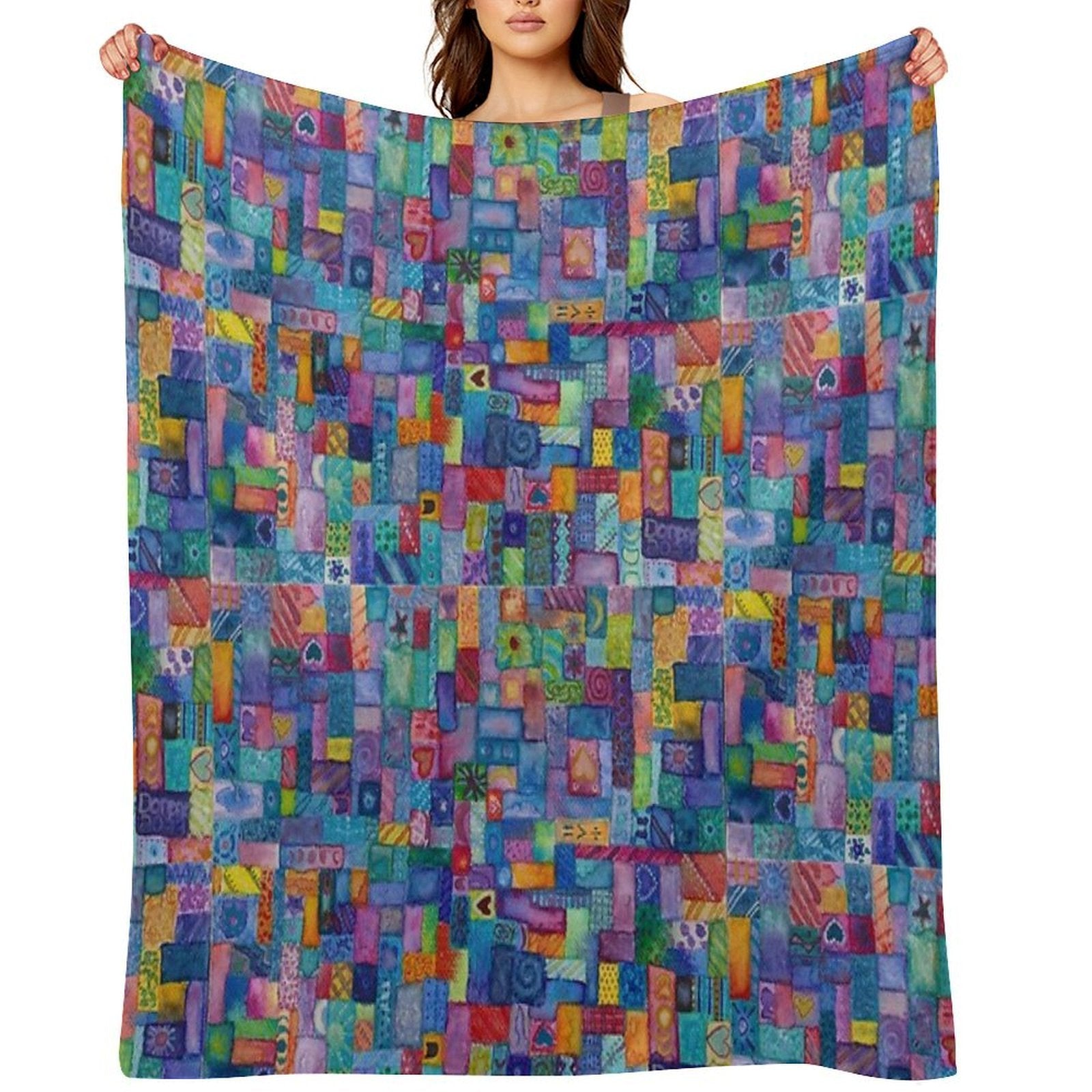 Happy Mosaic Shrink-resistant Throw Blanket