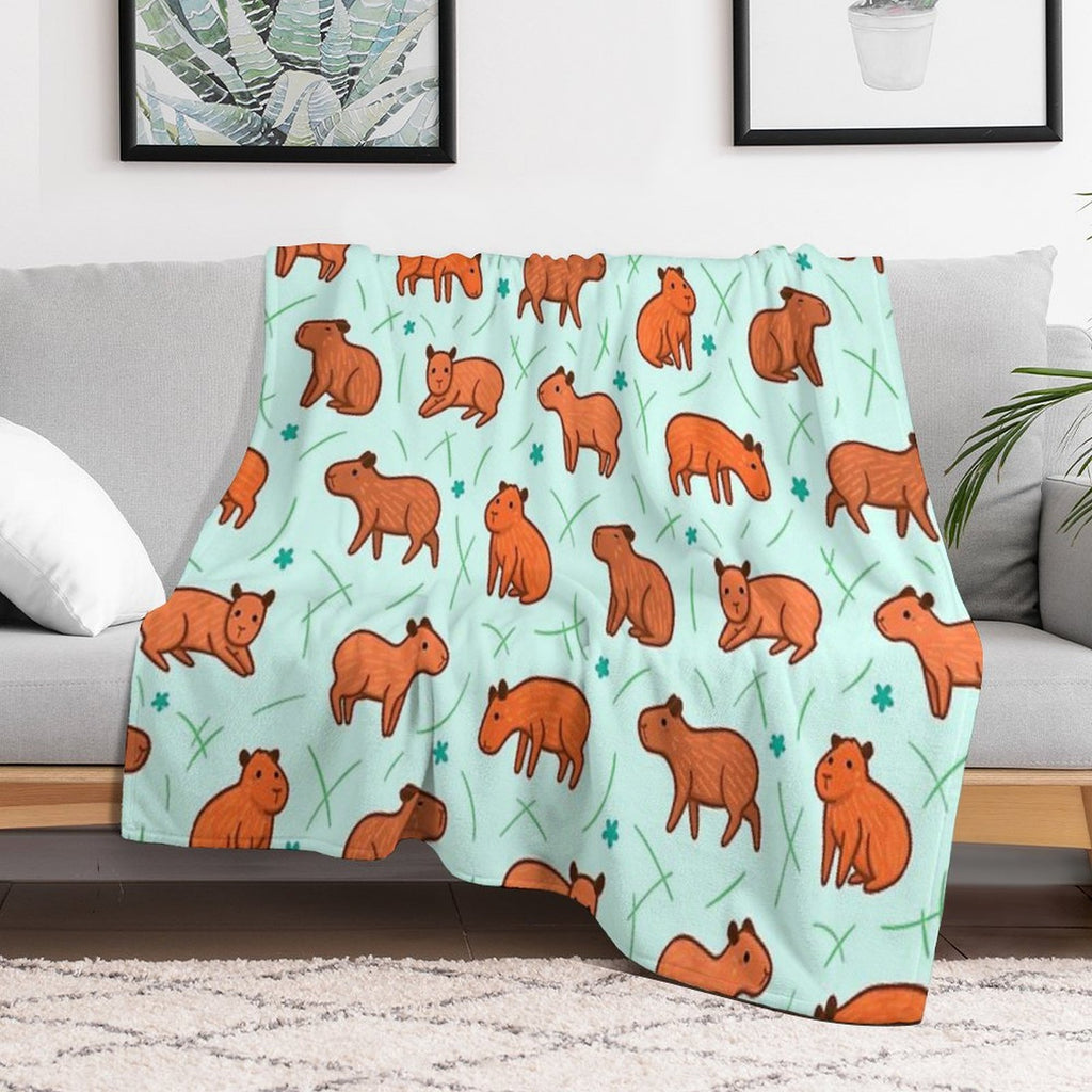 Capybara Pattern Anti-pilling Throw Blanket