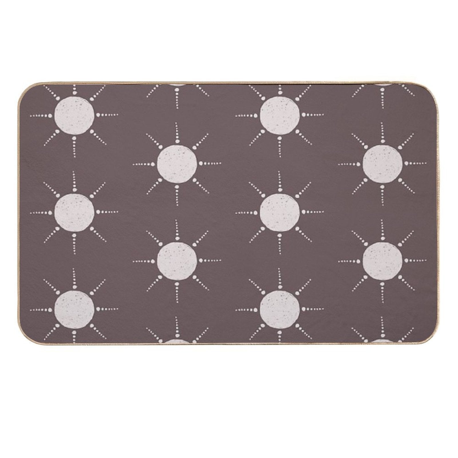 Pretty Polka Dots Sun Pattern Boho Aesthetic In Muted Colors Walnut Brown  Rapid-Drying Bath Mat
