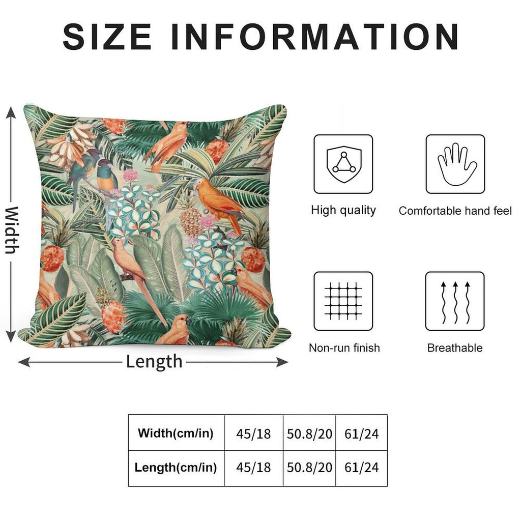 Vintage Orange Tropical Bird Jungle Botanical Garden Nightgarden Soft Style Accent Throw Pillow
