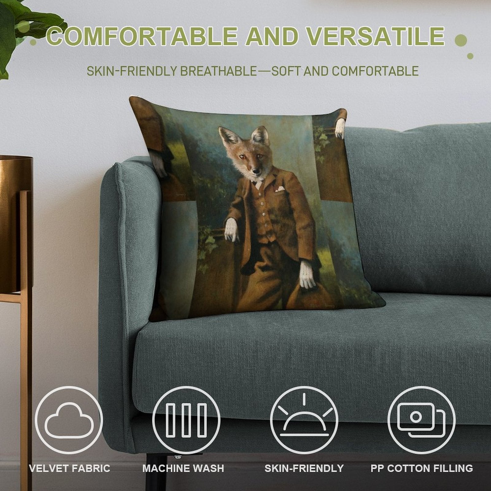 Young Master Fox Soft Gift Ready Throw Pillow