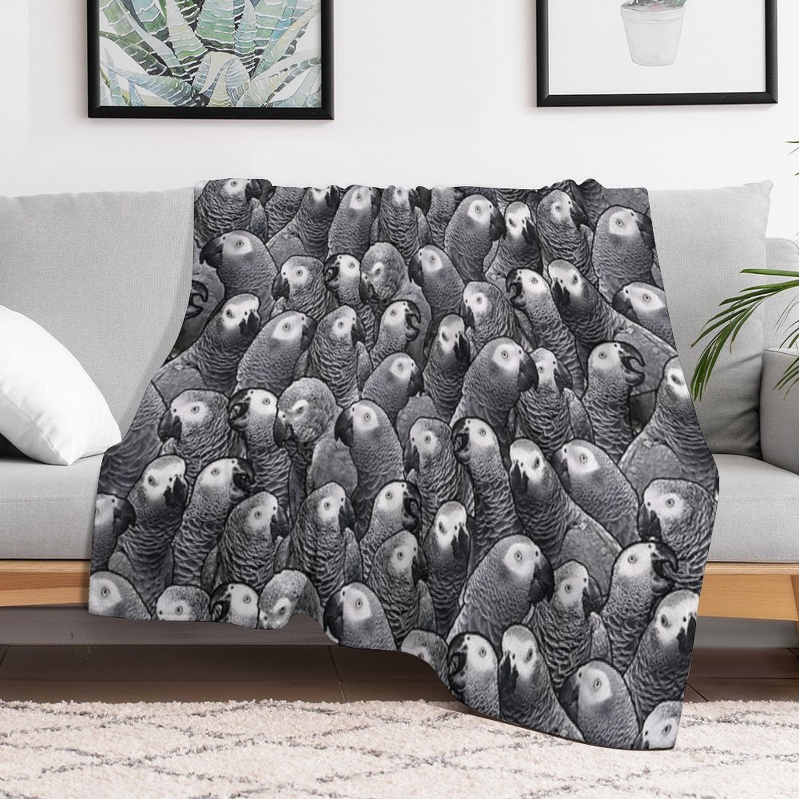 African Grey Parrot Pattern Velvety-soft Throw Blanket