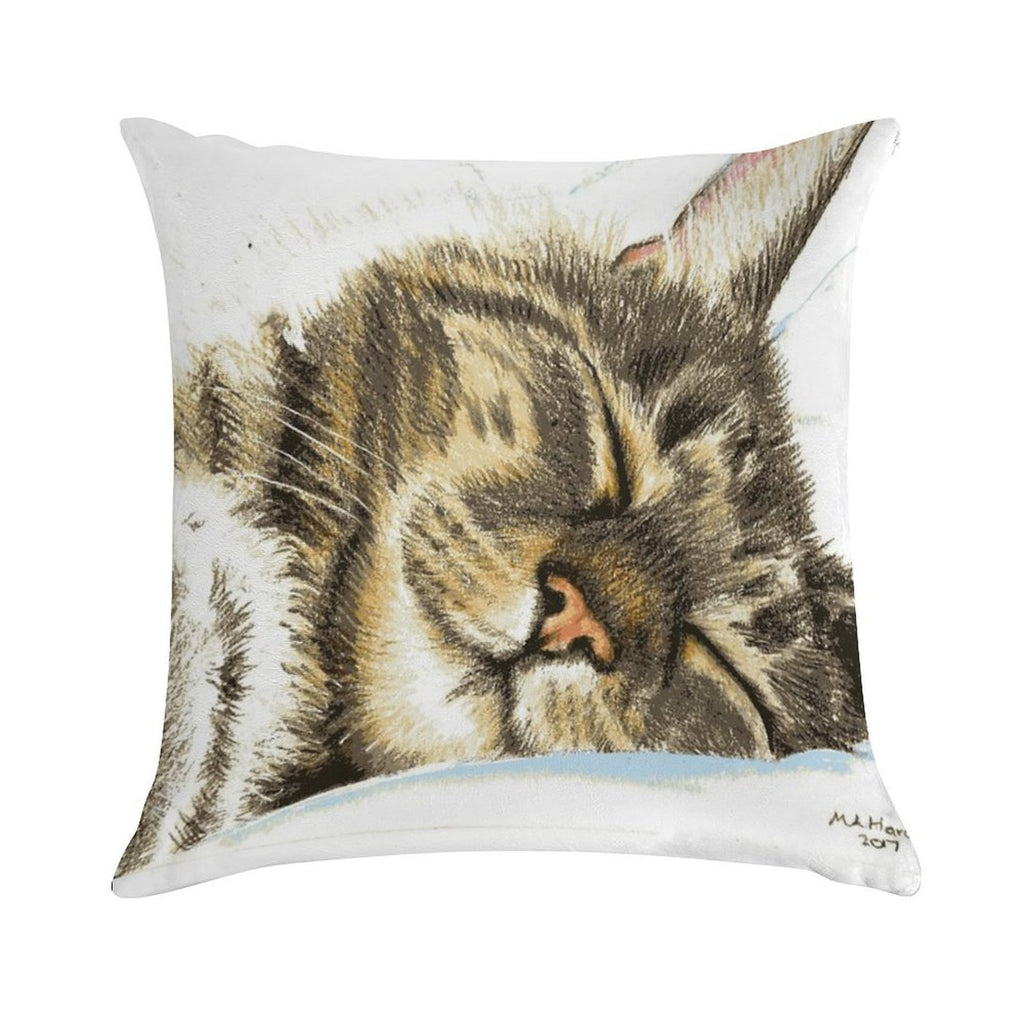 Sleeping Tabby Cat Soft Washable Throw Pillow