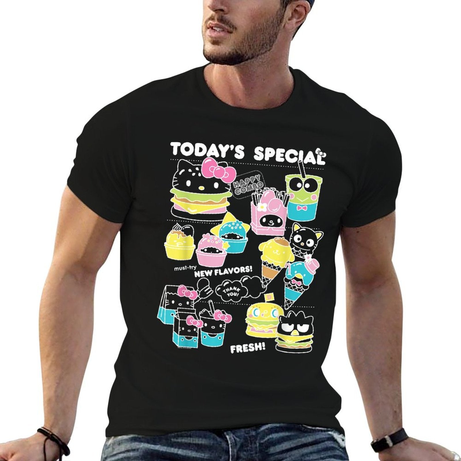 Hello Sanrio Kawaii Burger Shop Foodie Menu  Affordable Price T-Shirt