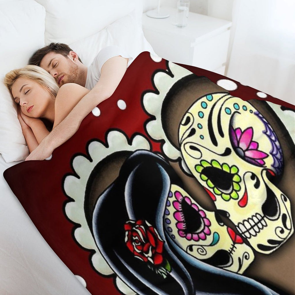 Ashes - Day of The Dead Couple - Sugar Skull Lovers Quick-dry Throw Blanket