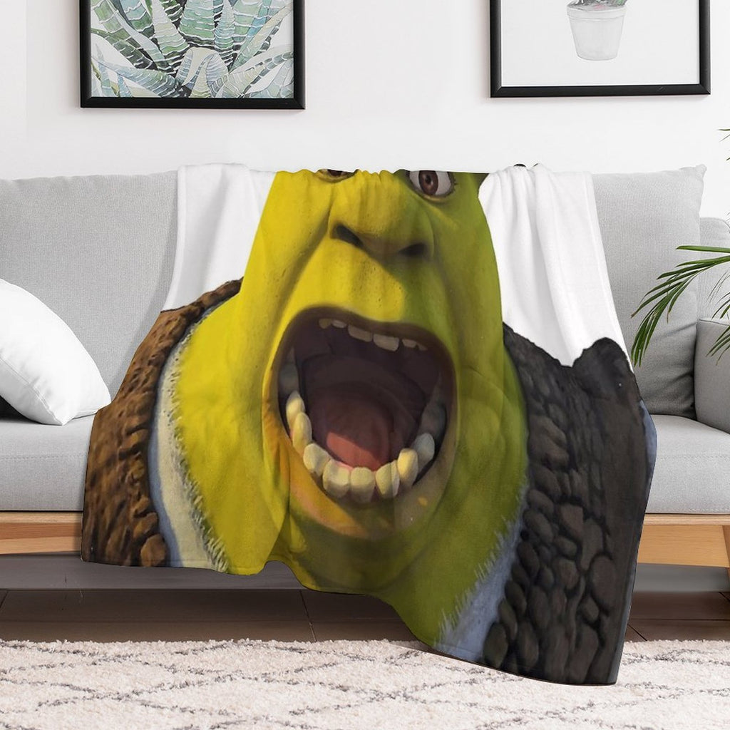 Surprised Shrek Meme Sticker – Funny Ahh! You Just Scared Shrek Decal Easy Care Throw Blanket