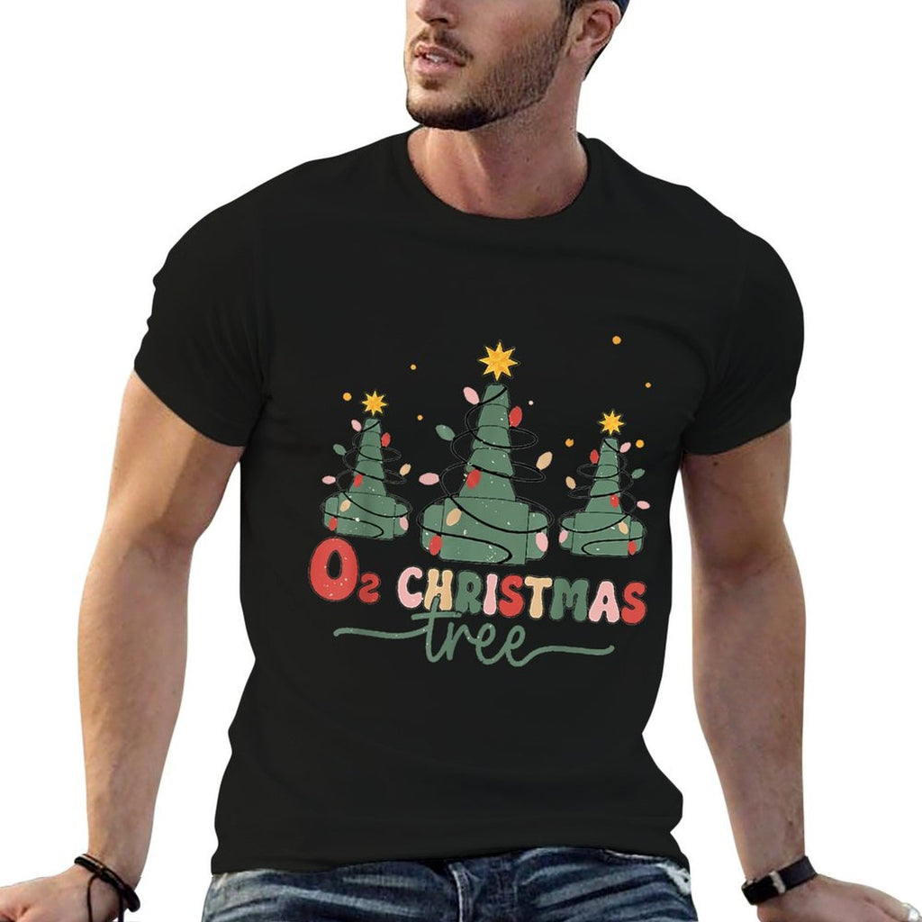 Respiratory Therapist Christmas Gifts Retro Oh Christmas Tree Funny Nurse RT, Womens Blue Small Classic Fit Crew Neck Polyester  Classic T-Shirt