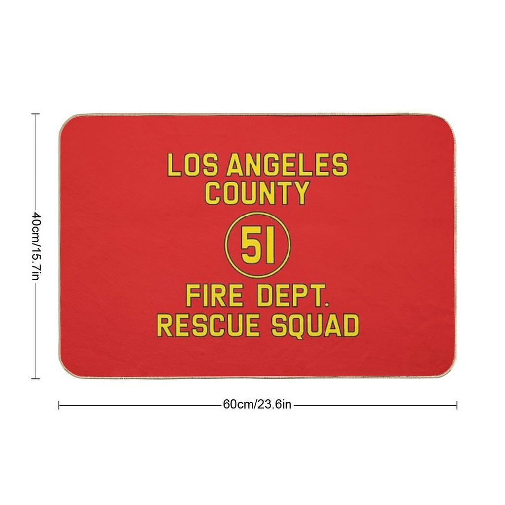 Emergency Squad 51 Side of Truck Reproduction Logo  Toxin-Free Bath Mat