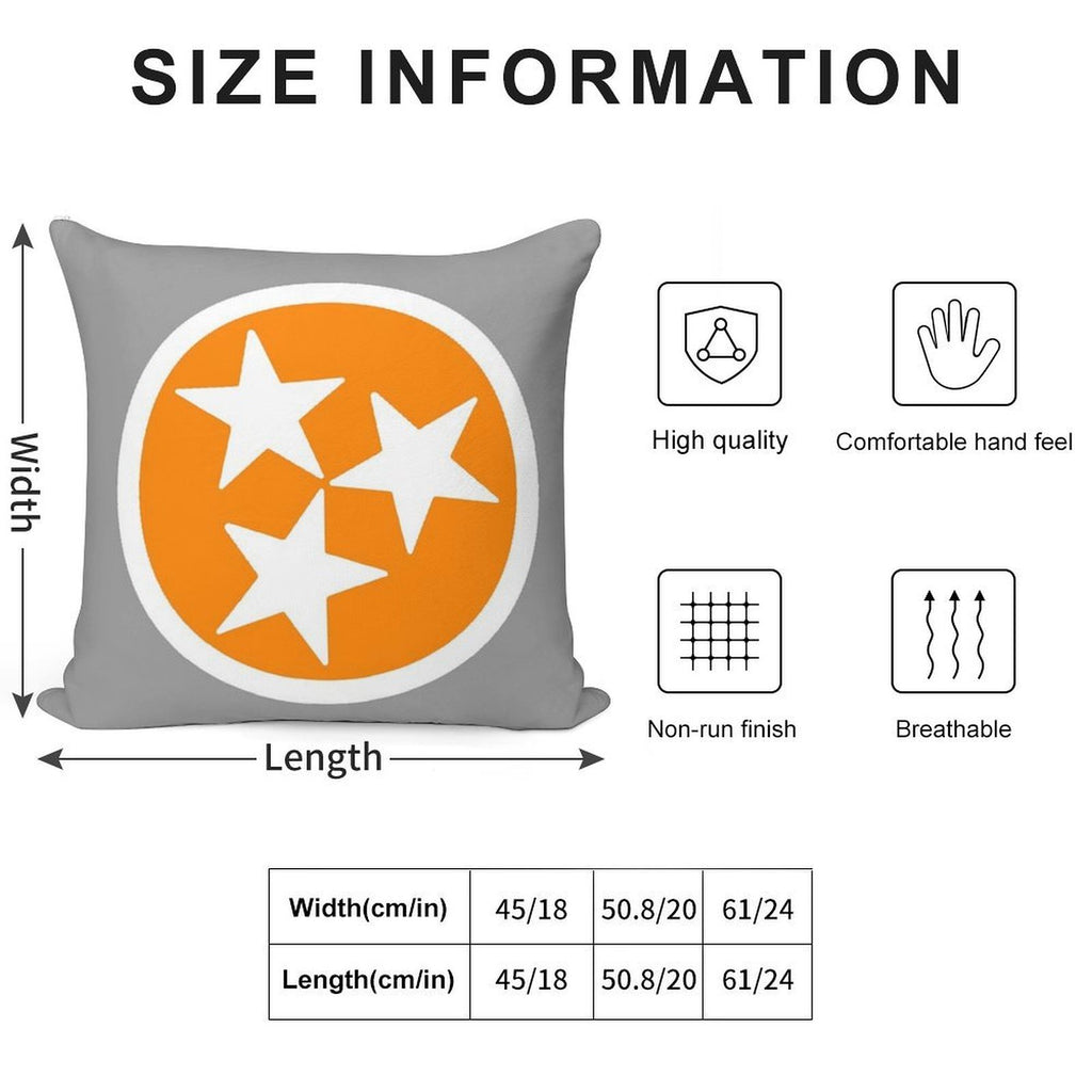 Orange & White Tri-Star Soft Skin-Friendly Throw Pillow