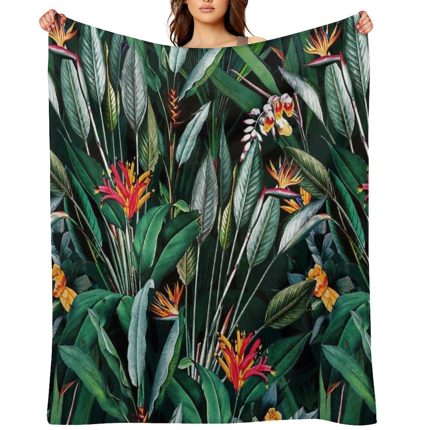 Midnight Garden V Travel-friendly Throw Blanket