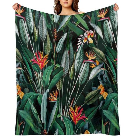 Midnight Garden V Travel-friendly Throw Blanket