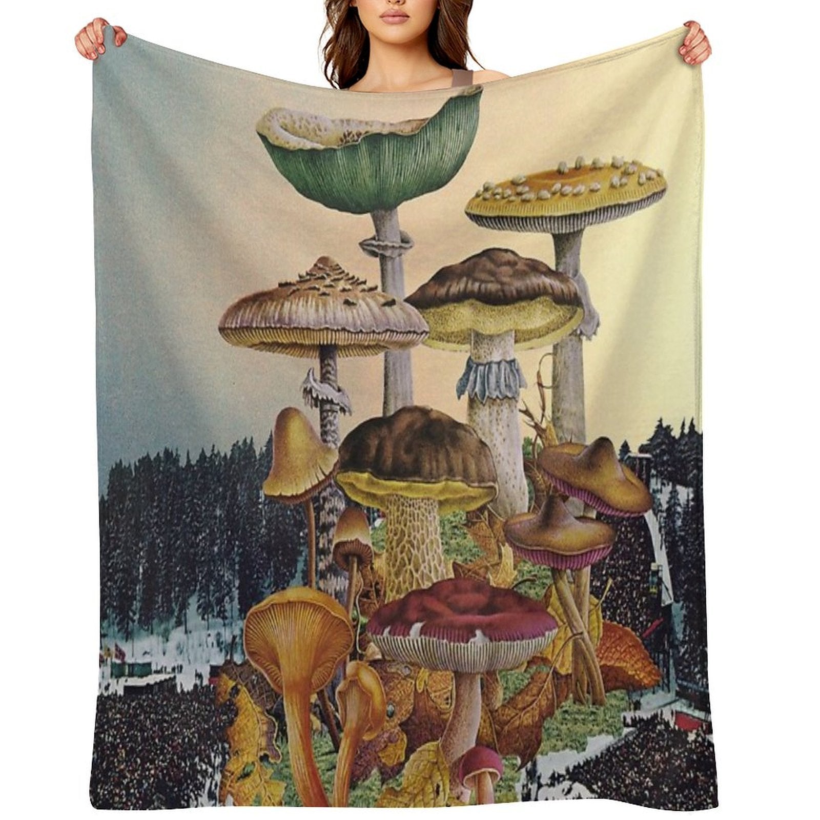 Mushroom Festival Machine-washable Throw Blanket