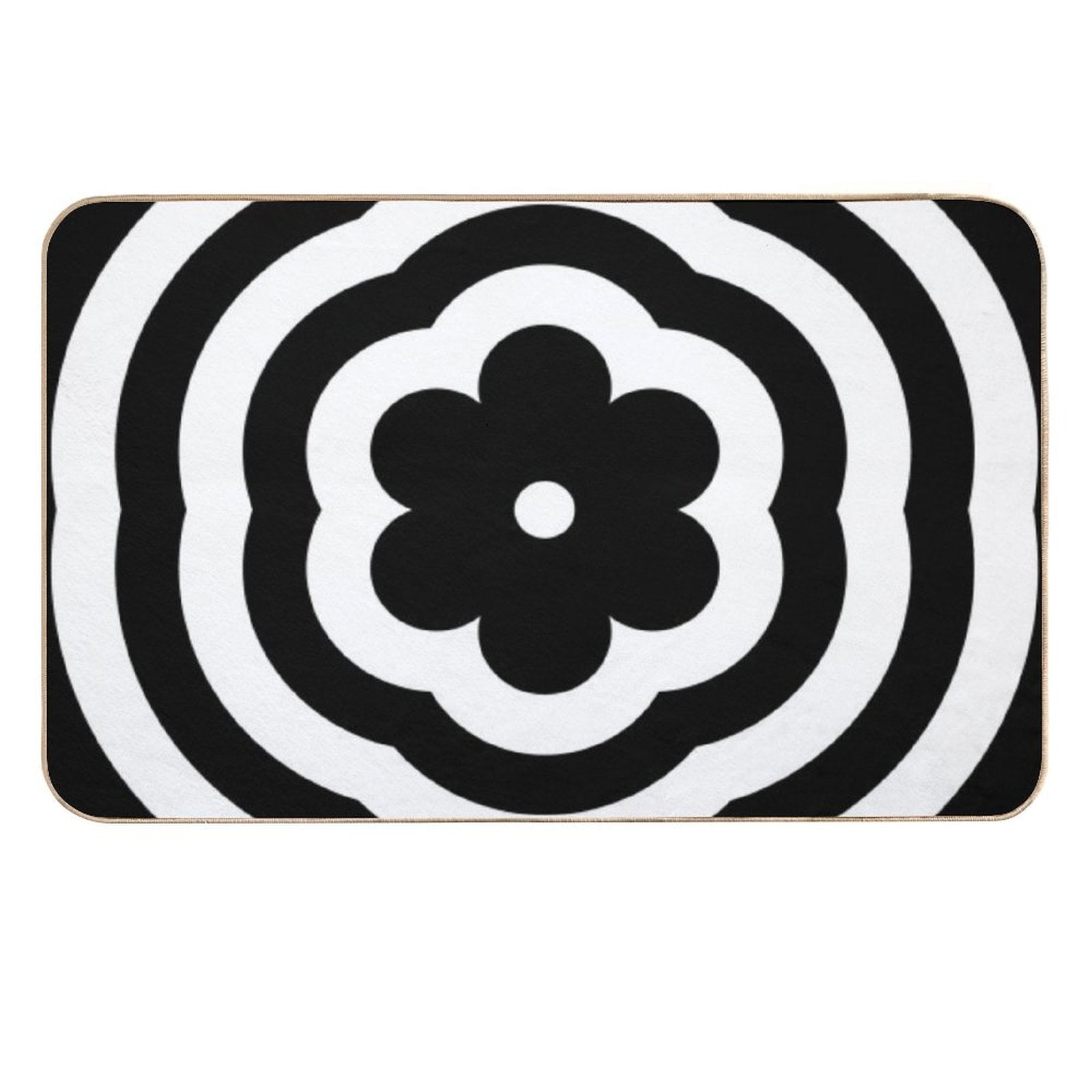 Black And White Rainbow Mod Flower  Dirt-Trapping Bath Mat