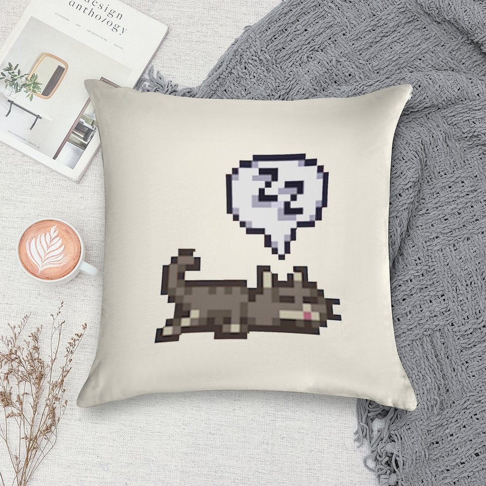 Stardew Valley Sleeping Cat Sploot Soft High-Density Material Throw Pillow