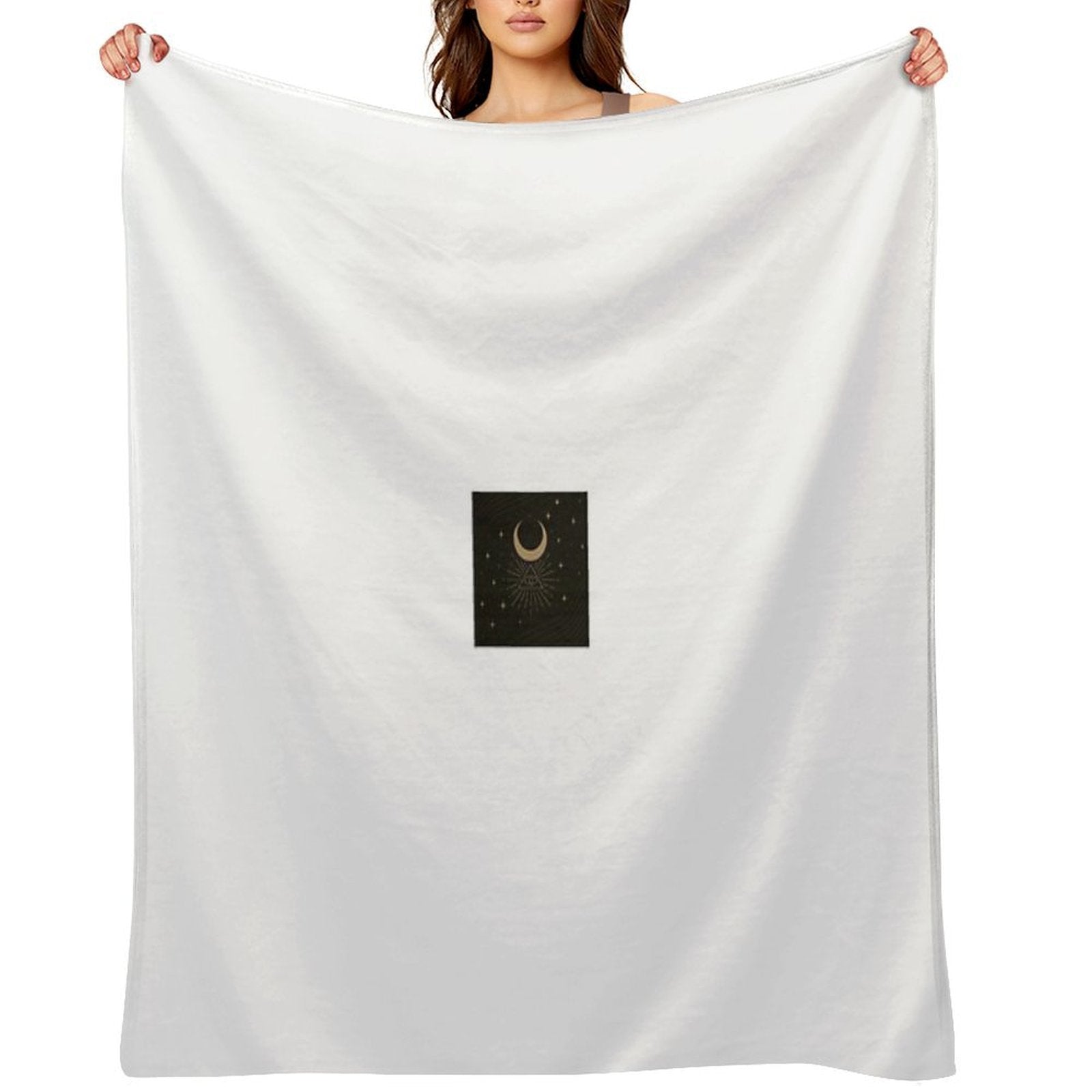 Mystical Eye & Crescent Moon Symbol Travel-friendly Throw Blanket