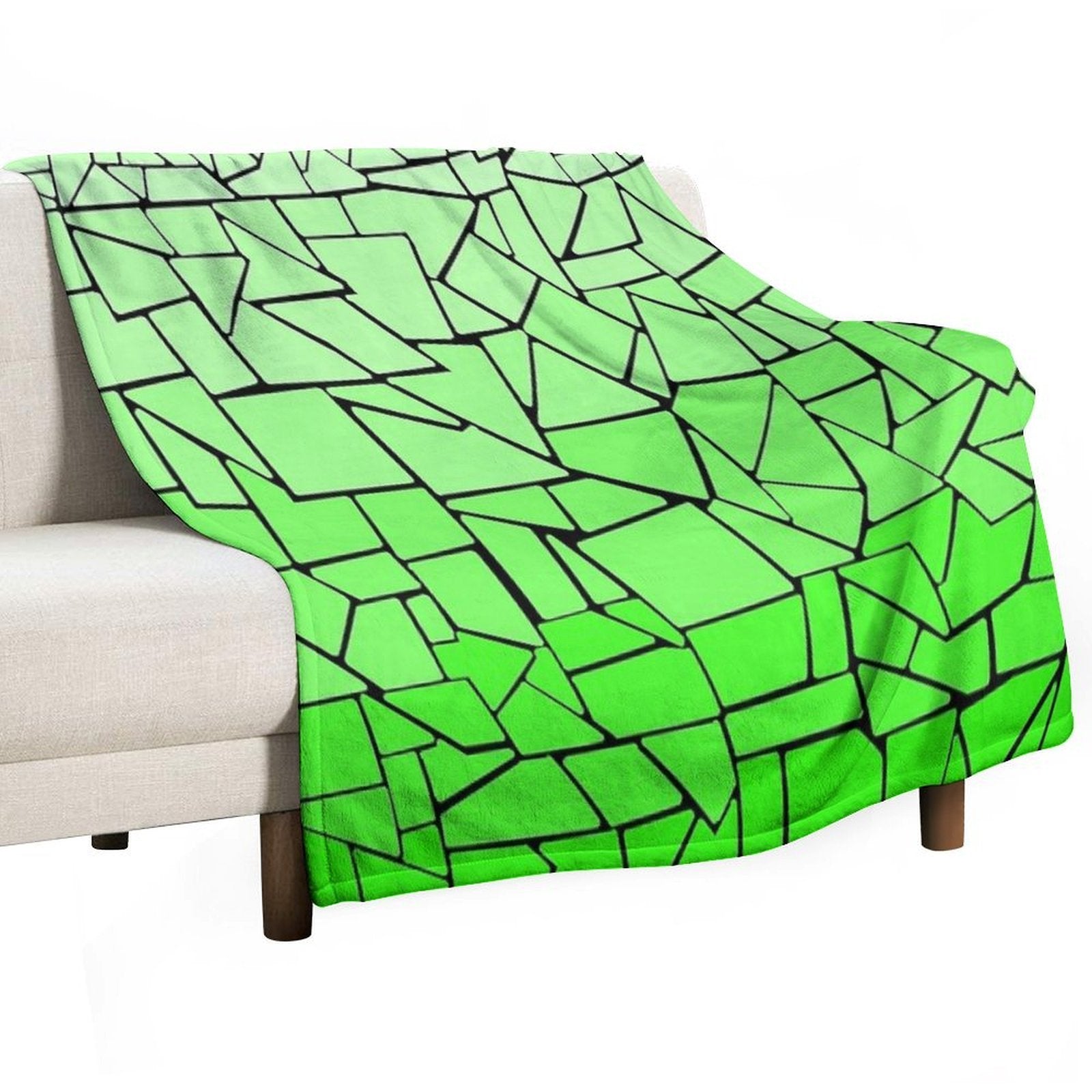 Green Gradient Tiles with Black Background Velvety-soft Throw Blanket