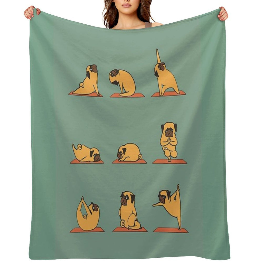 Pug Yoga Lightweight Throw Blanket