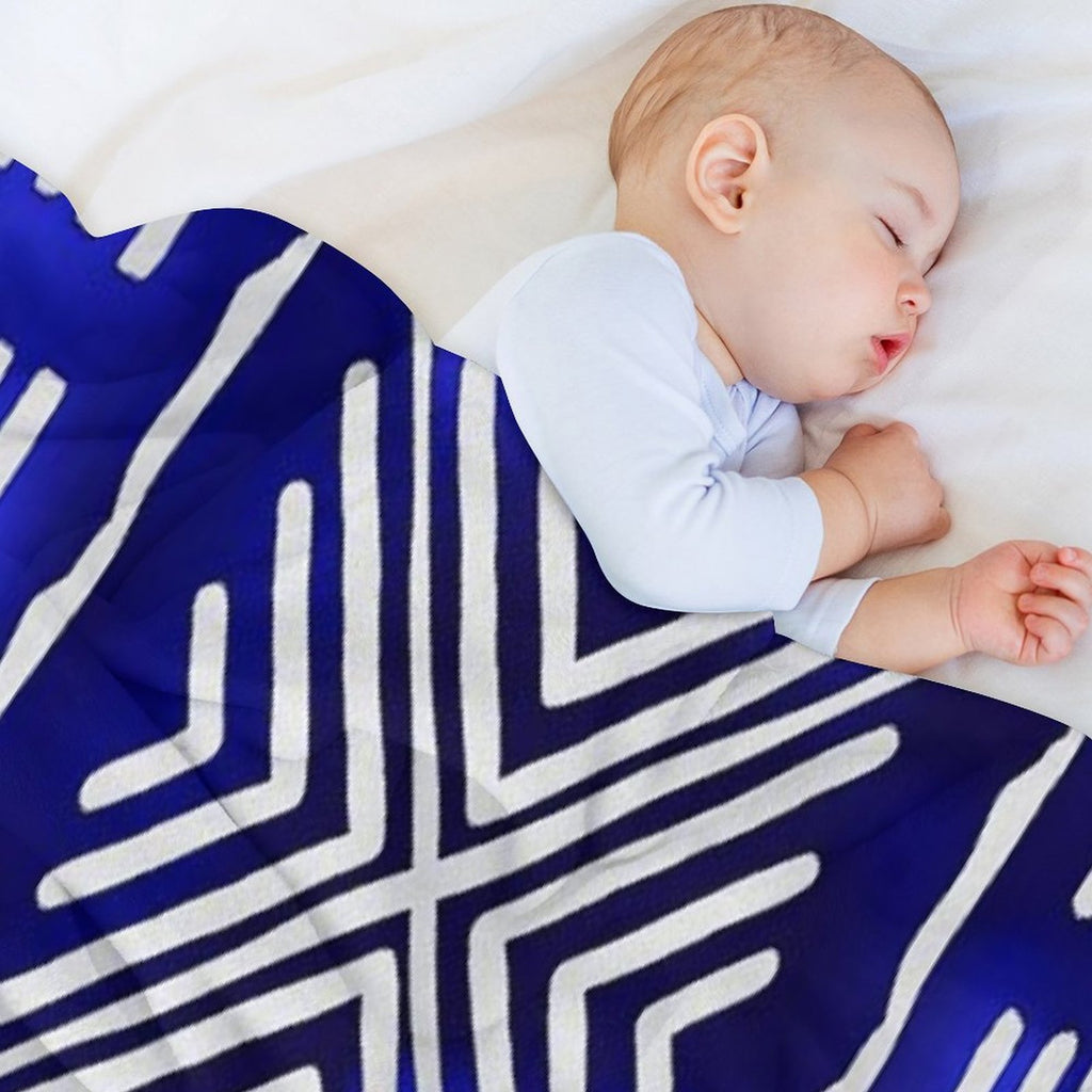Blue African Mud Cloth Design Lightweight Throw Blanket