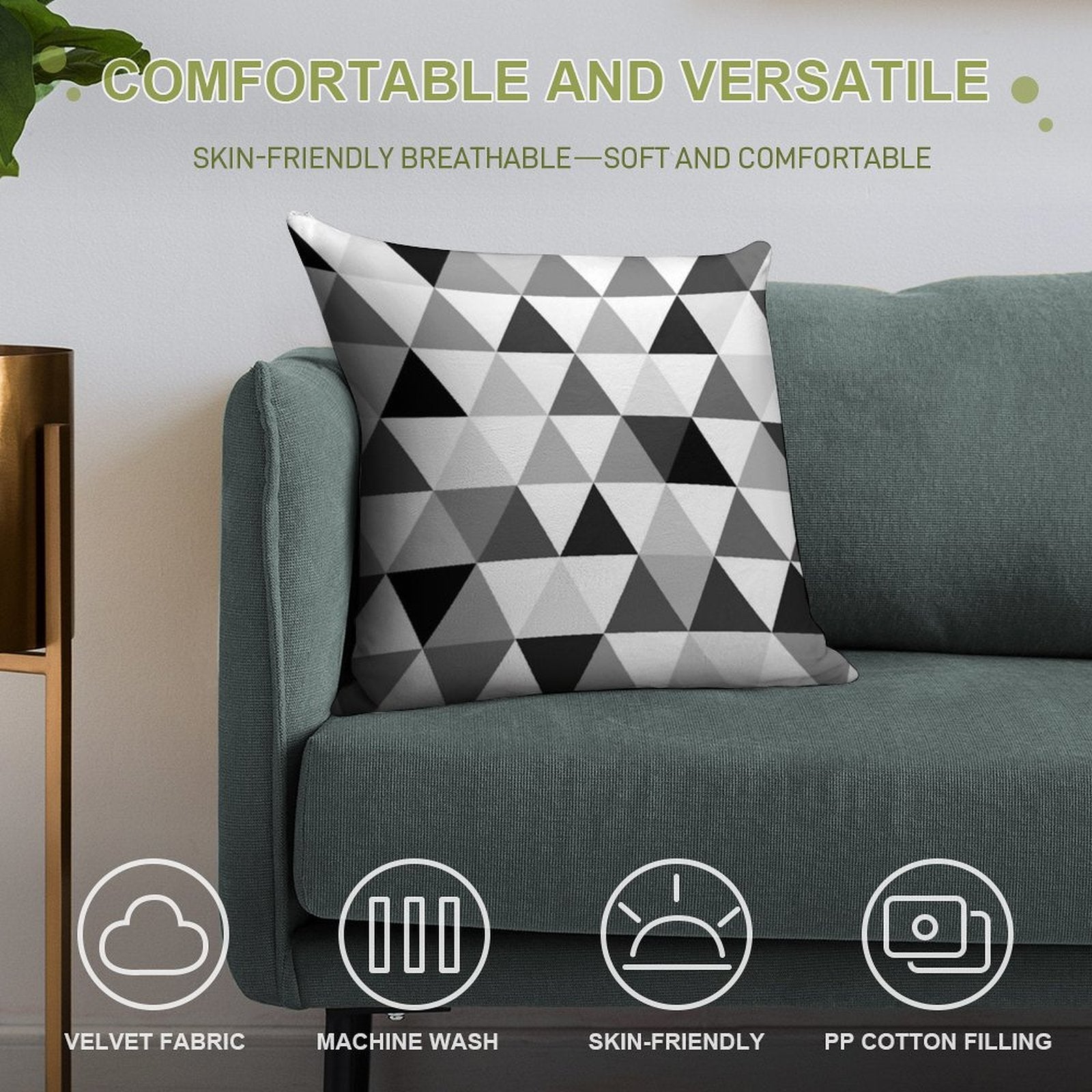 Triangles in Black, Grey And White Soft Warmth Comfort Throw Pillow