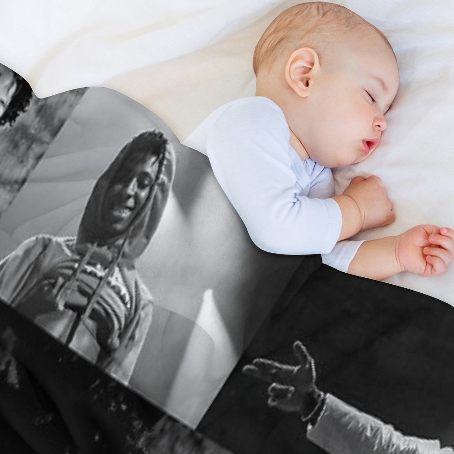 Youngboy  B&W Never Broke Again Collage Wrinkle-free Throw Blanket