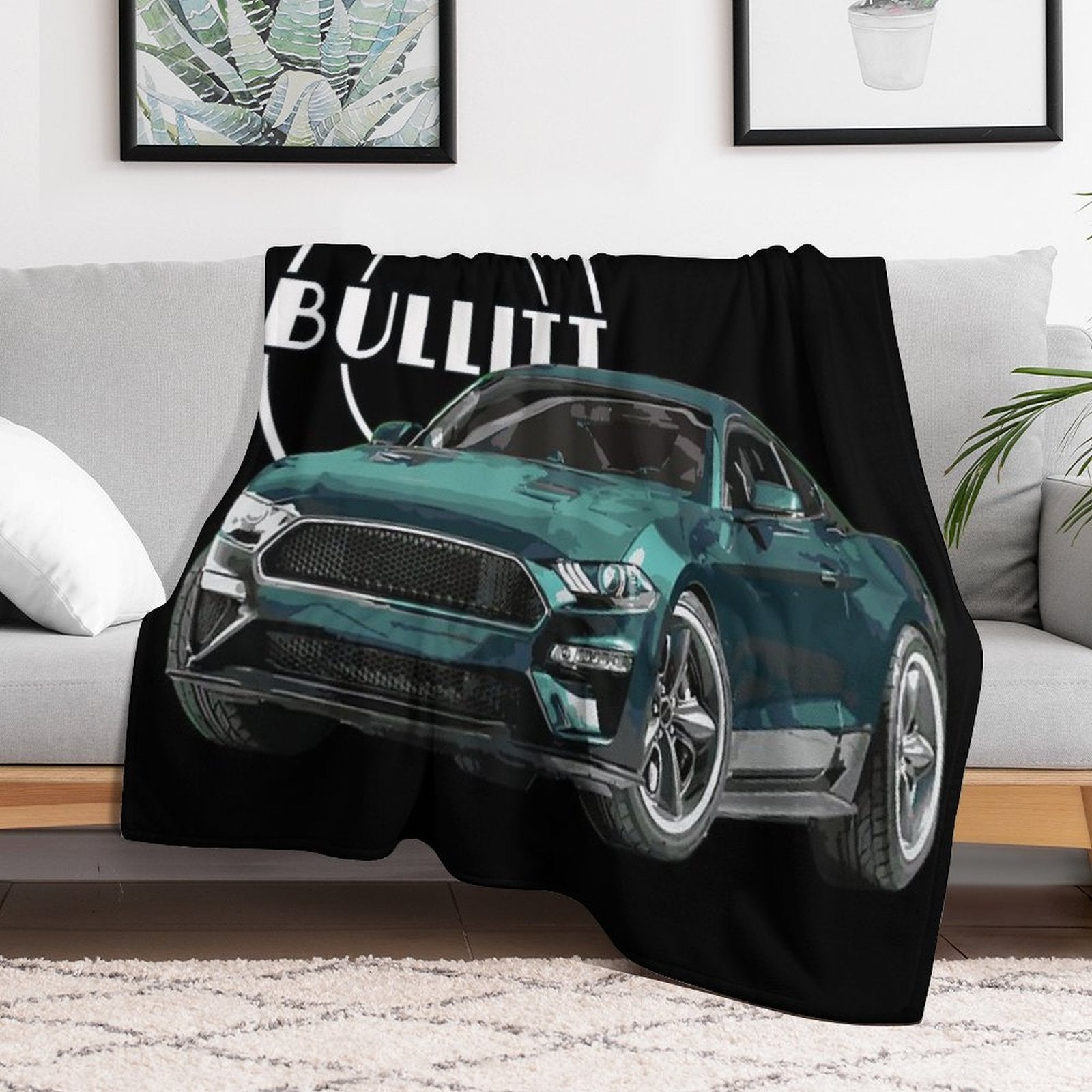 Bullitt Mustang GT 5.0L V8 Classic Steve Mcqueen Muscle Car Premium Throw Blanket