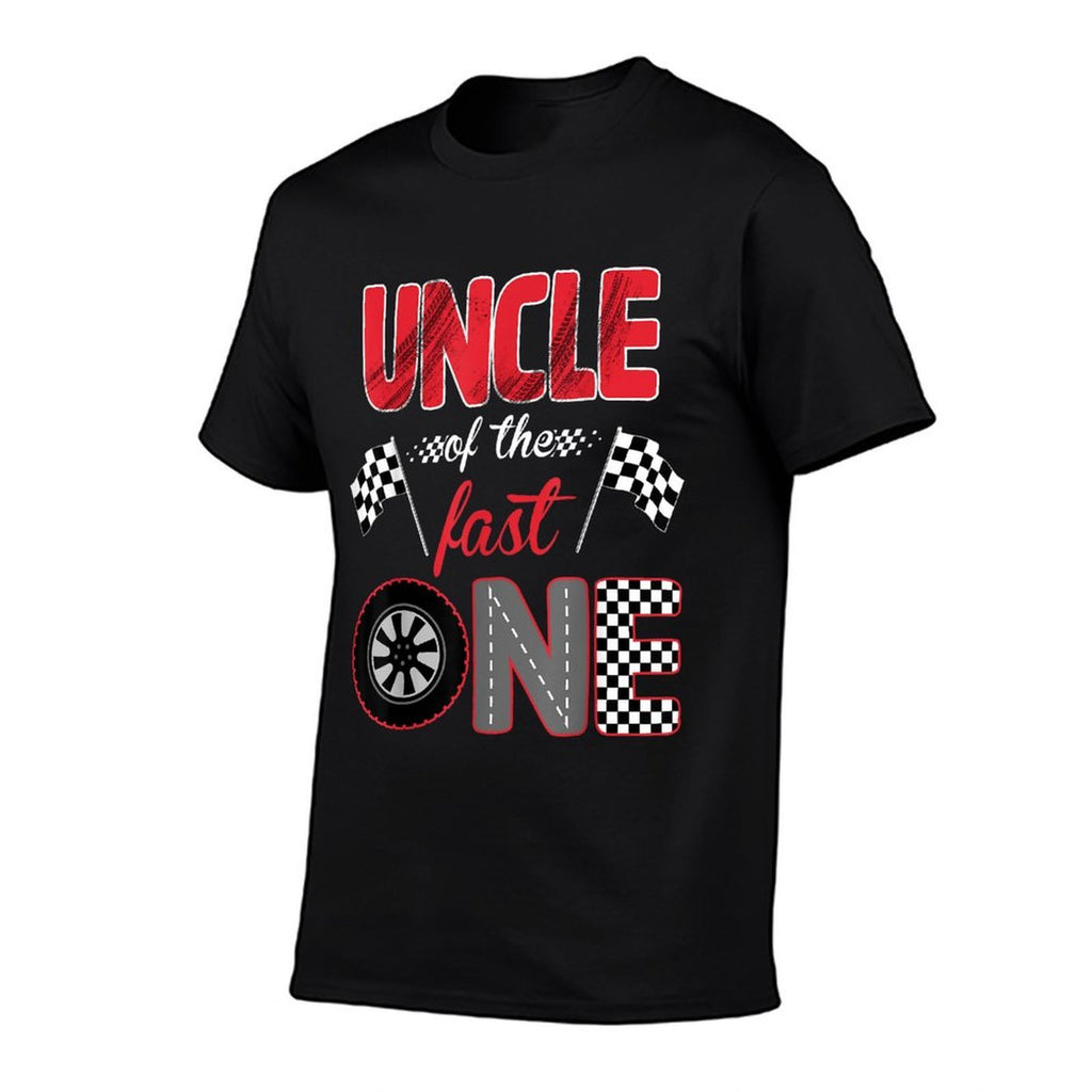 Uncle Of The Fast One Birthday 1st Race Car Family  Heathered Texture T-Shirt