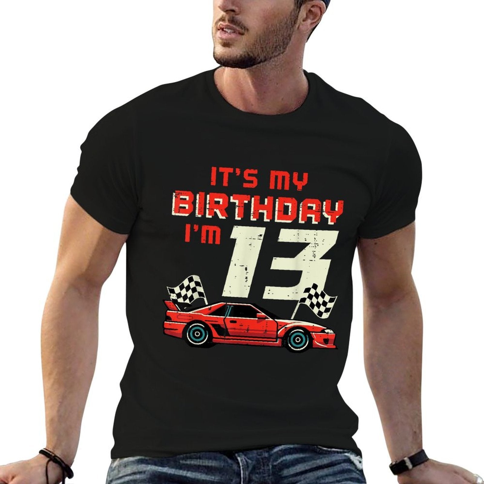 Its My Birthday Im 13 Race Car 13th Bday Thirteen Year Boys  Vintage-inspired T-Shirt
