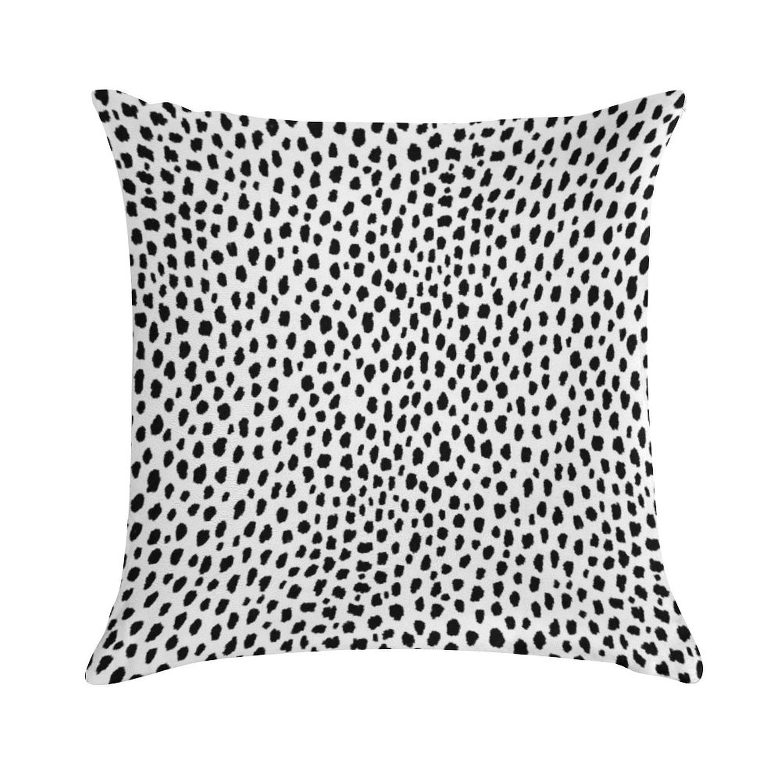 Dalmatian Spots (blackwhite) Soft Shrink-Resistant Throw Pillow