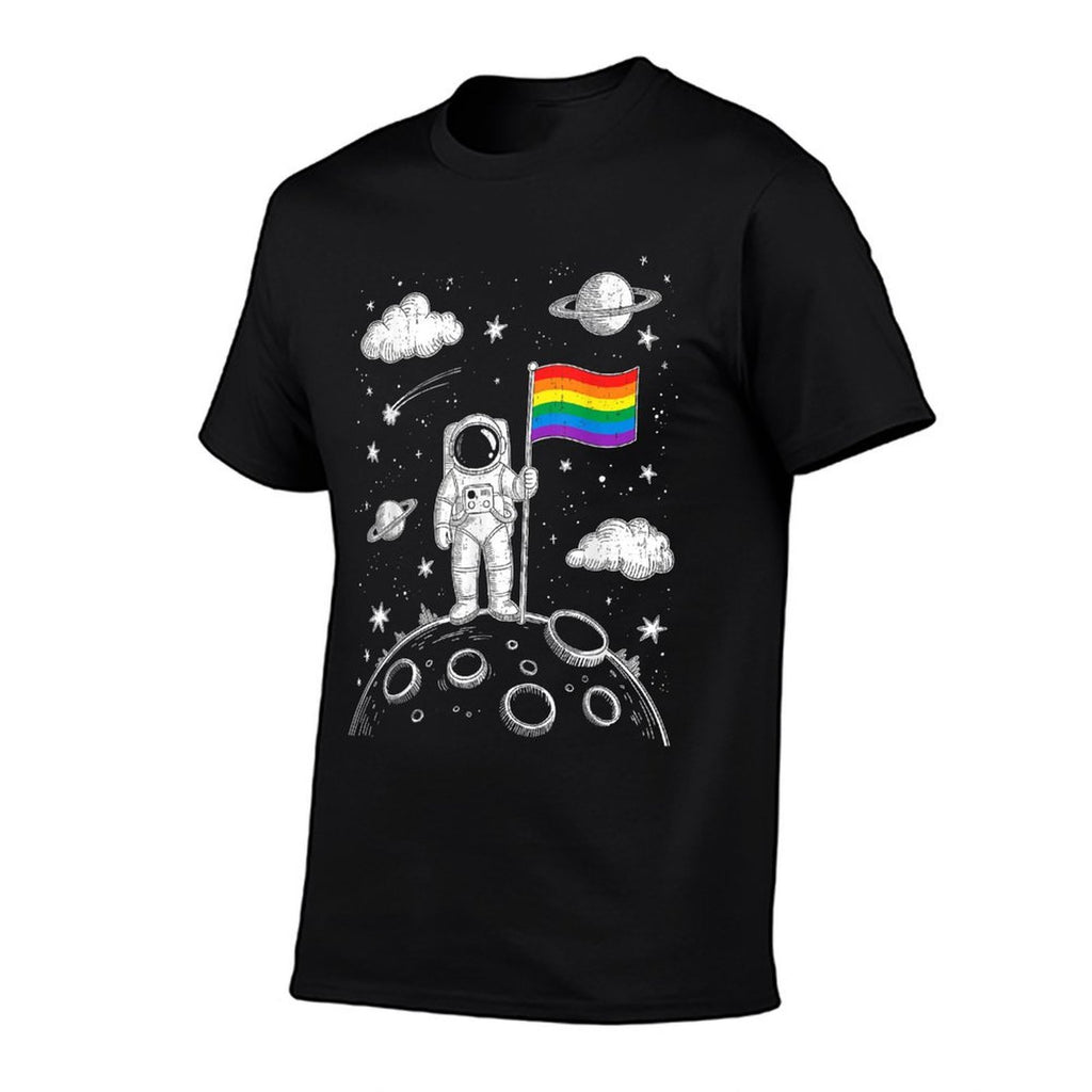 Rainbow Space LGBTQ Gay Pride Astronaut Moon Men Women  Tagless Design T-Shirt