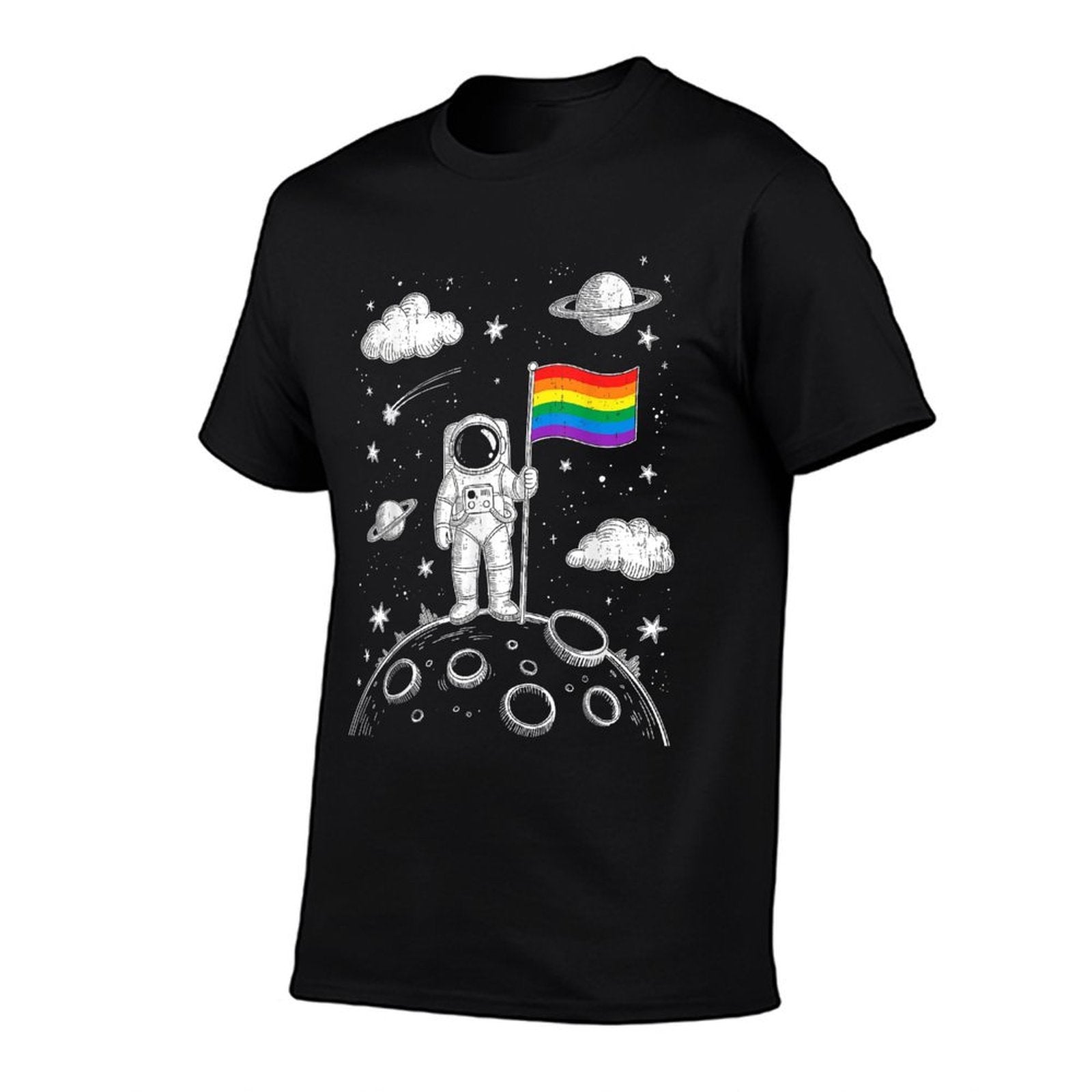 Rainbow Space LGBTQ Gay Pride Astronaut Moon Men Women  Tagless Design T-Shirt