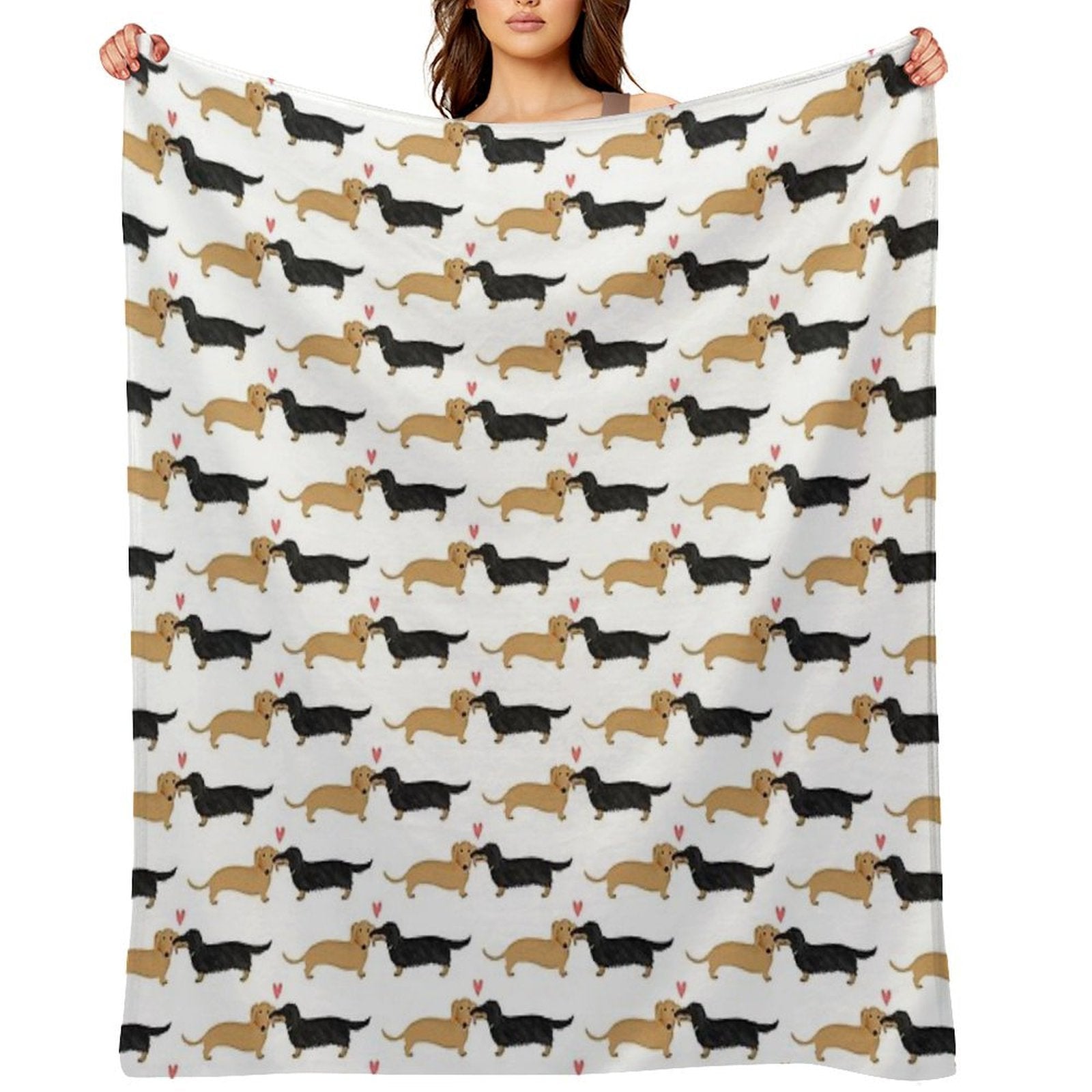 Dachshunds Love Dogs with Heart Cute Wiener Dogs All-season Throw Blanket