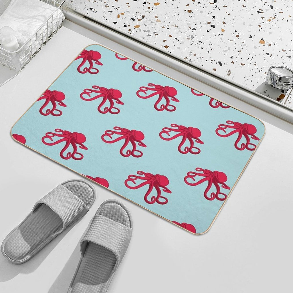 Red Octopus  Absorbent Bath Mat