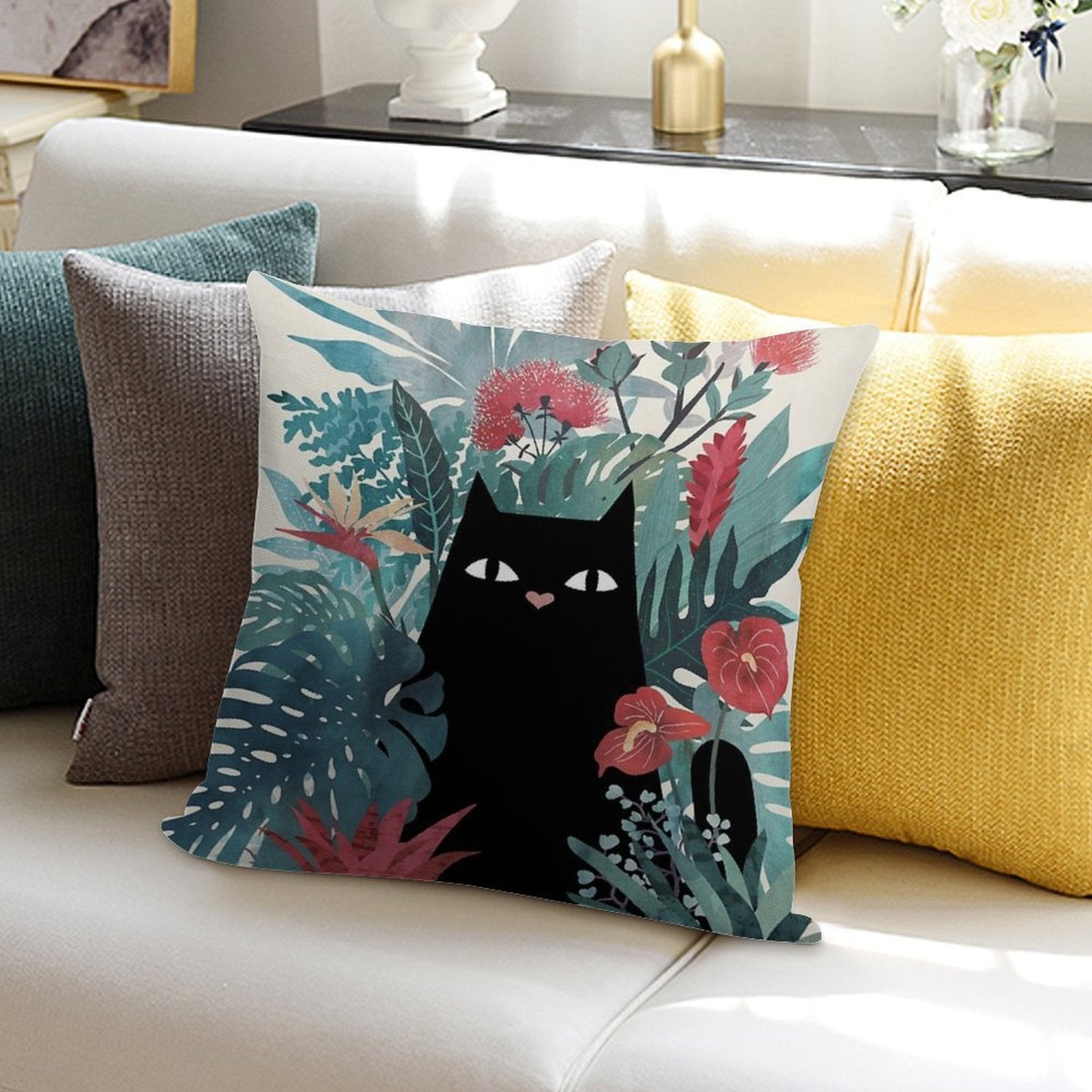 Popoki Soft Washable Throw Pillow