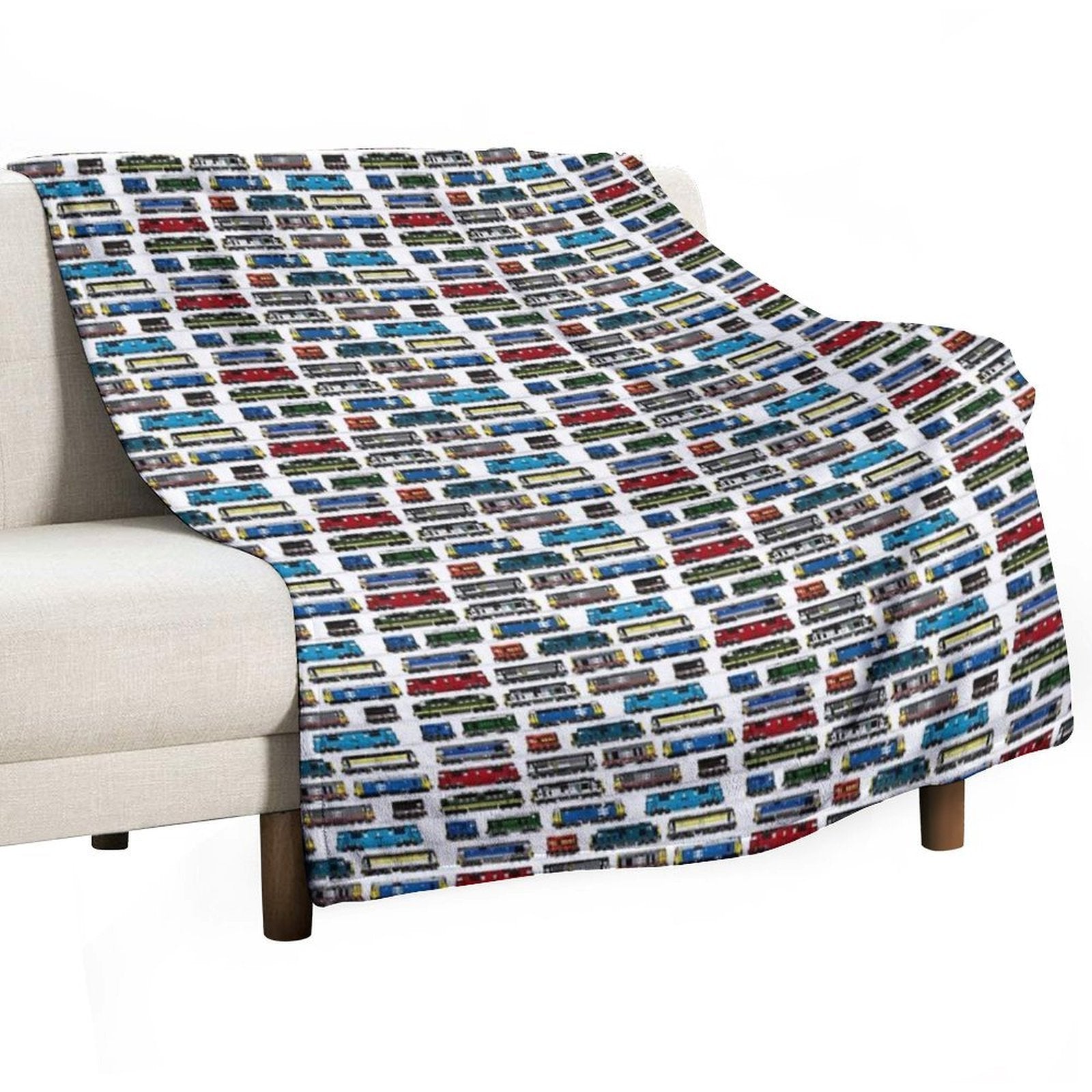 Diesel Locomotive Print Sustainable Throw Blanket