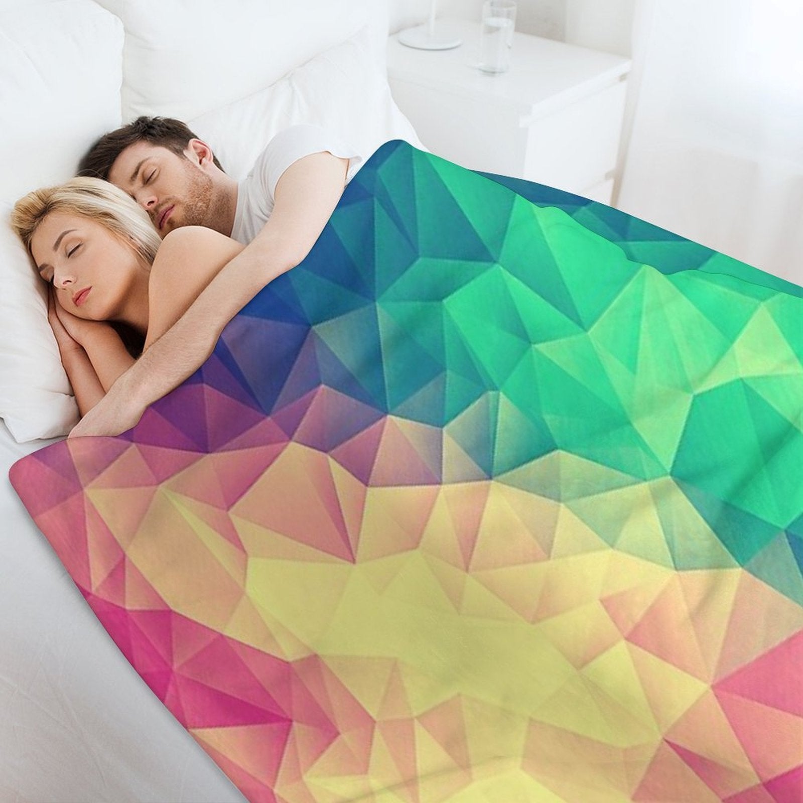 Abstract Polygon Multi Color Cubism Low Poly Triangle Pride  LGBT Design Shrink-resistant Throw Blanket
