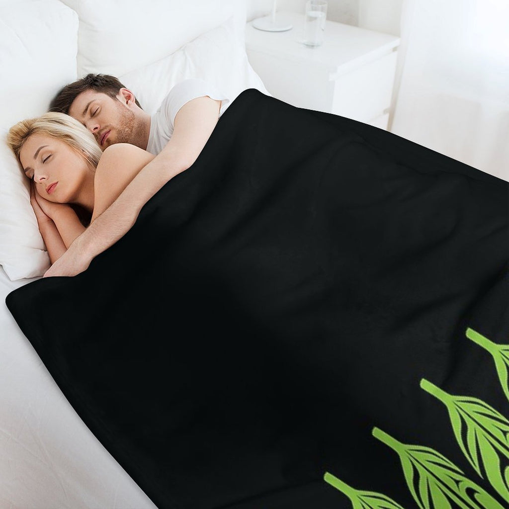 Feathers - Lime Green on Black Shrink-resistant Throw Blanket
