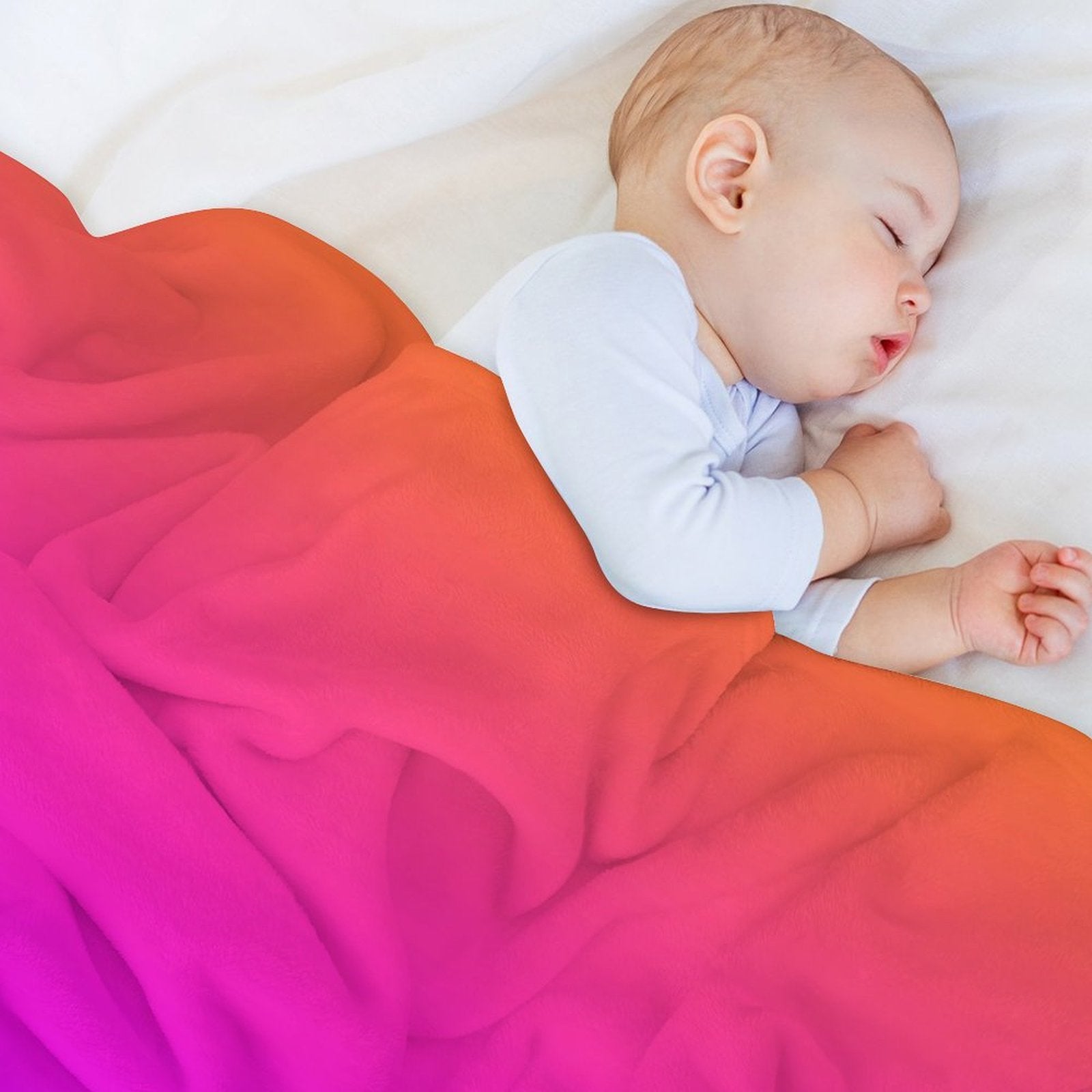 Blue Purple Orange Aqua Ombre Machine-washable Throw Blanket