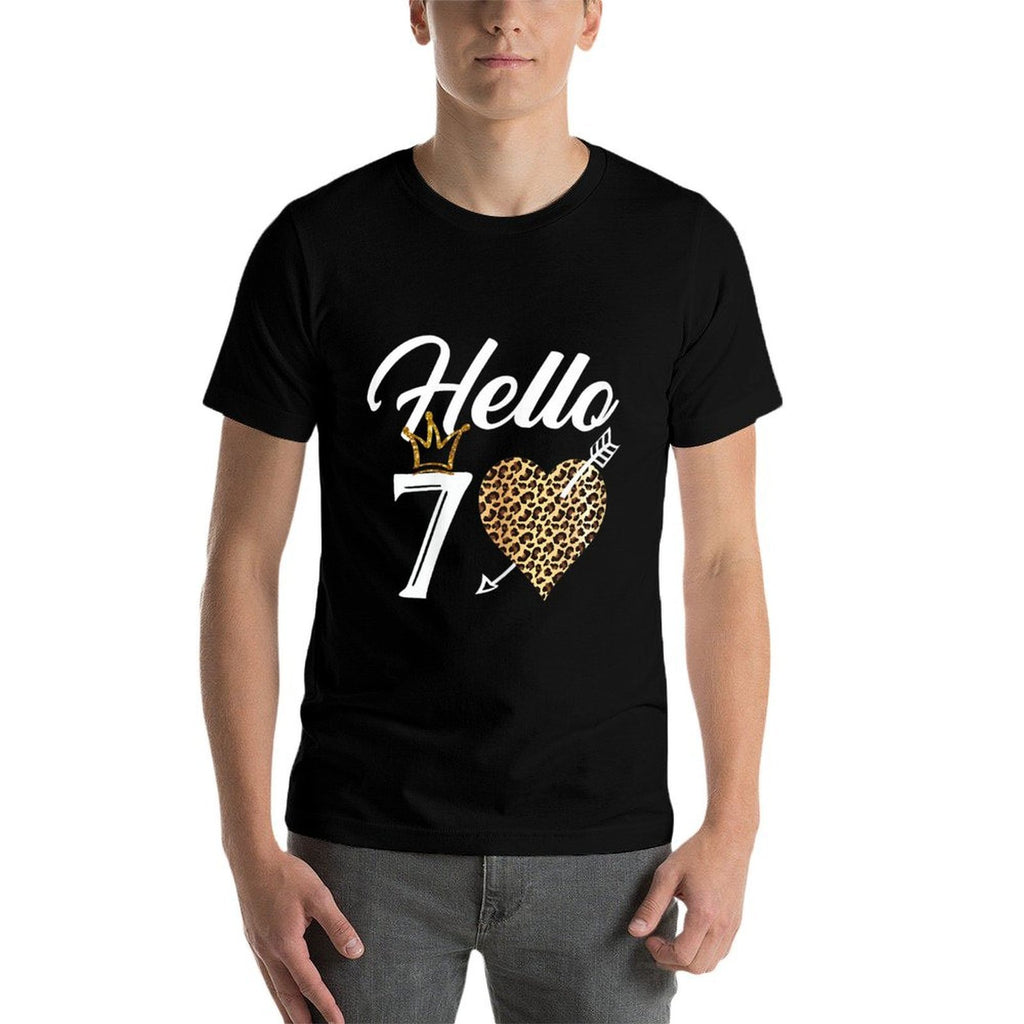 Womens 70th Birthday Shirt Hello 70 with Crown  Ribbed Collar T-Shirt